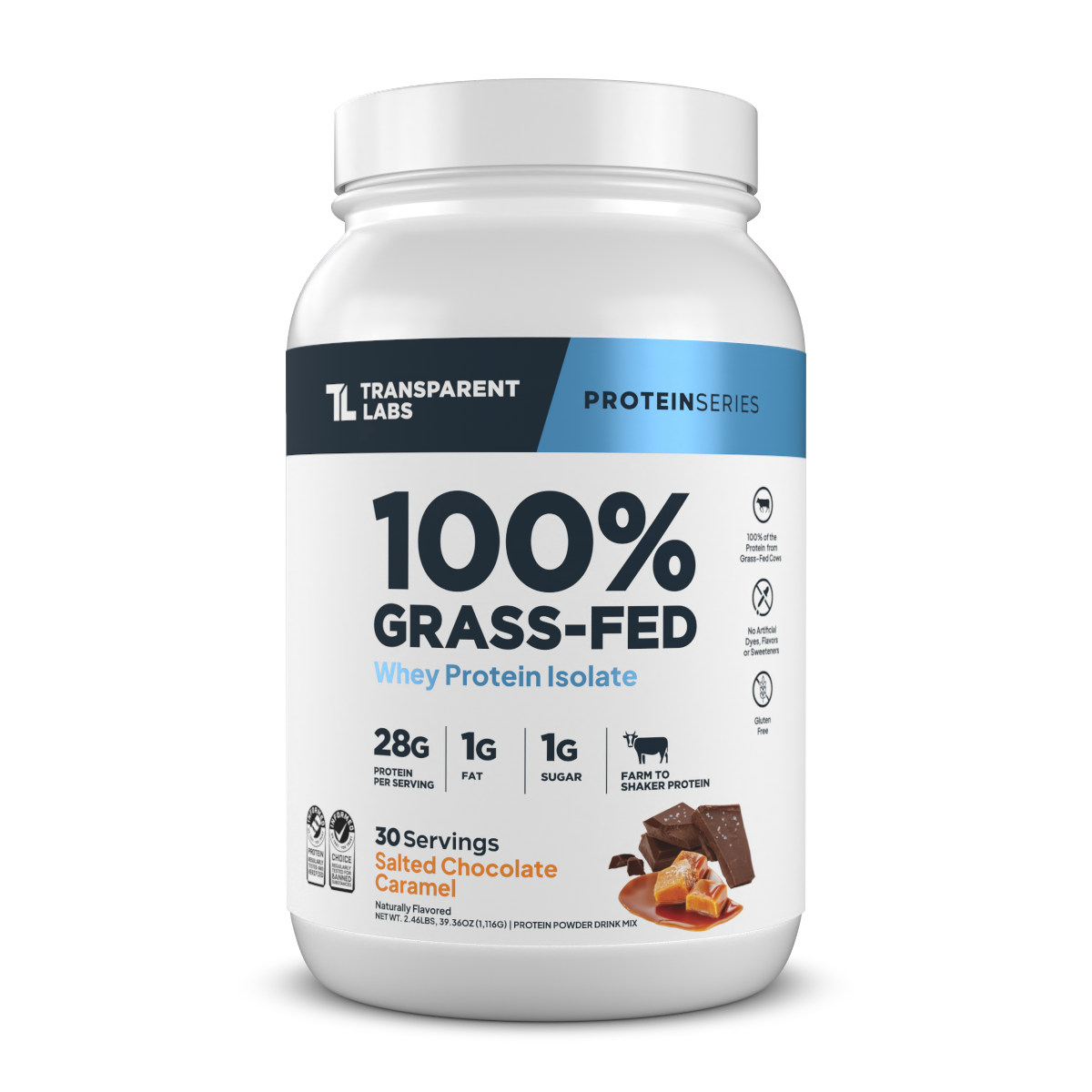Grass Fed Whey Protein Isolate Powder - 100% Pure, Unflavored, Low Carb & Lactose Free - Ideal for Post-Workout Recovery, Muscle Building & Keto Diet