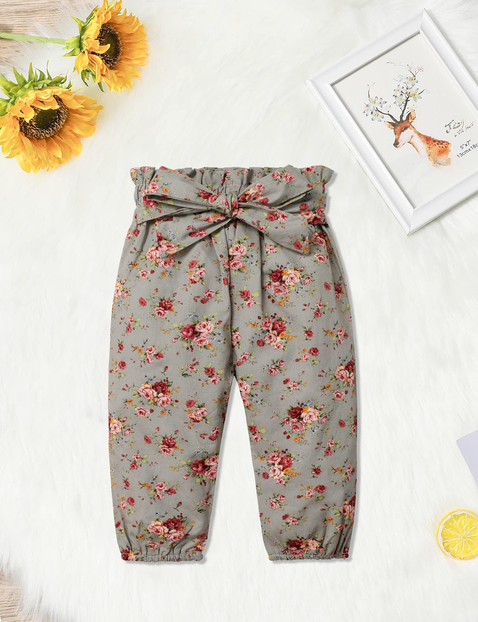 KANGKANG Newborn Baby Girl Outfit Set - Ribbed Ruffle Sleeve Romper, Floral Pants & Headband | 3-Piece Cute Infant Clothing for Photo Shoots, Parties & Daily Wear