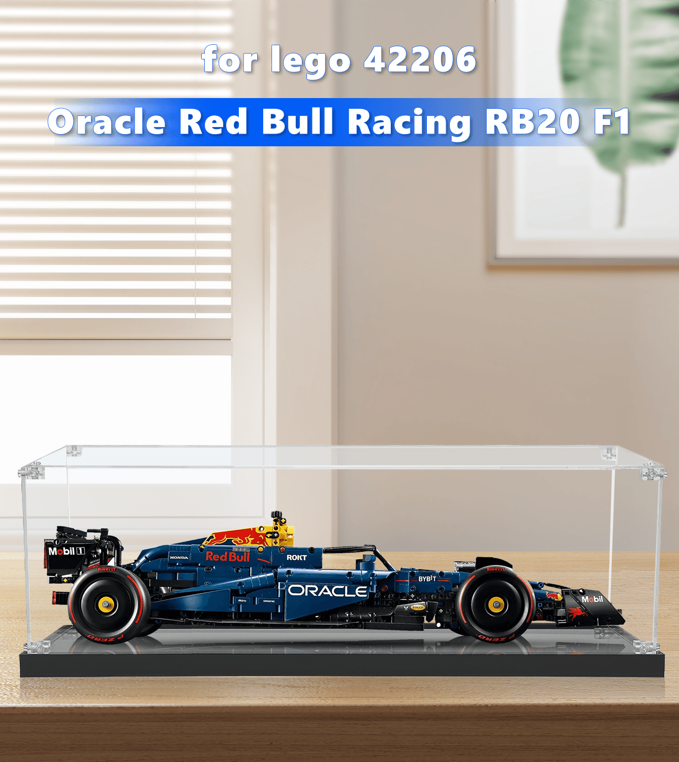 LEGO Oracle Red Bull Racing RB20 F1 Display Case (1:8 Scale) - Perfect for Showcasing 42206 Model Car in Home, Office, or Collection Displays