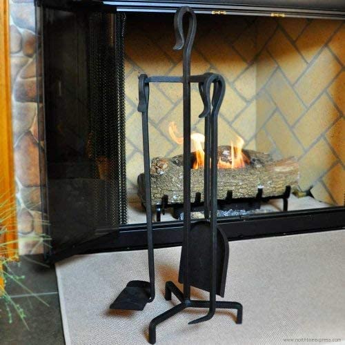 Berlin 4-Piece Mini Fireplace Stove Tool Set - Compact Fireplace Accessories for Home, Camping & Outdoor Use - Includes Poker, Brush, Shovel & Tongs