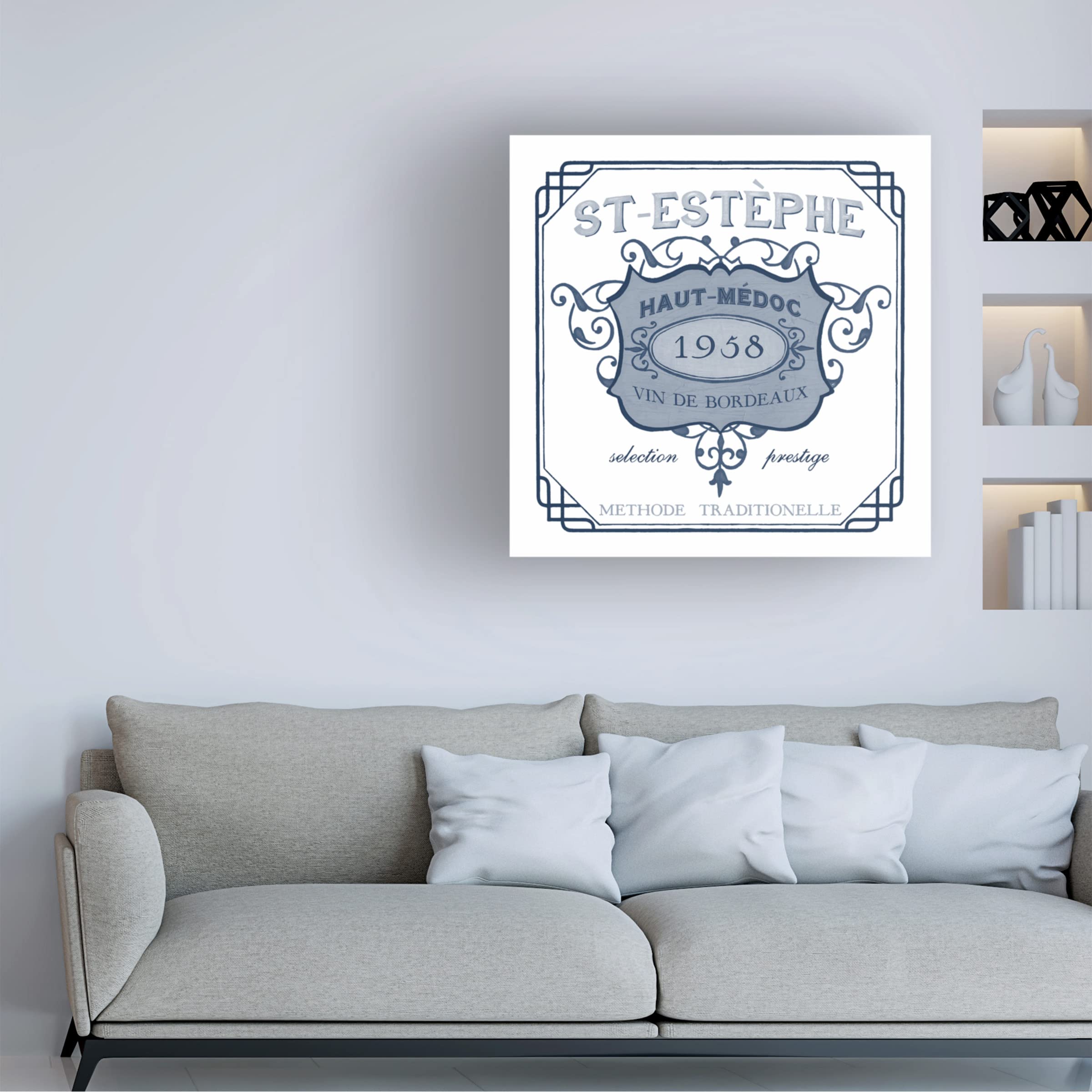 June Erica Vess Indigo Wine Labels IV Canvas Art - Perfect for Home & Office Decor