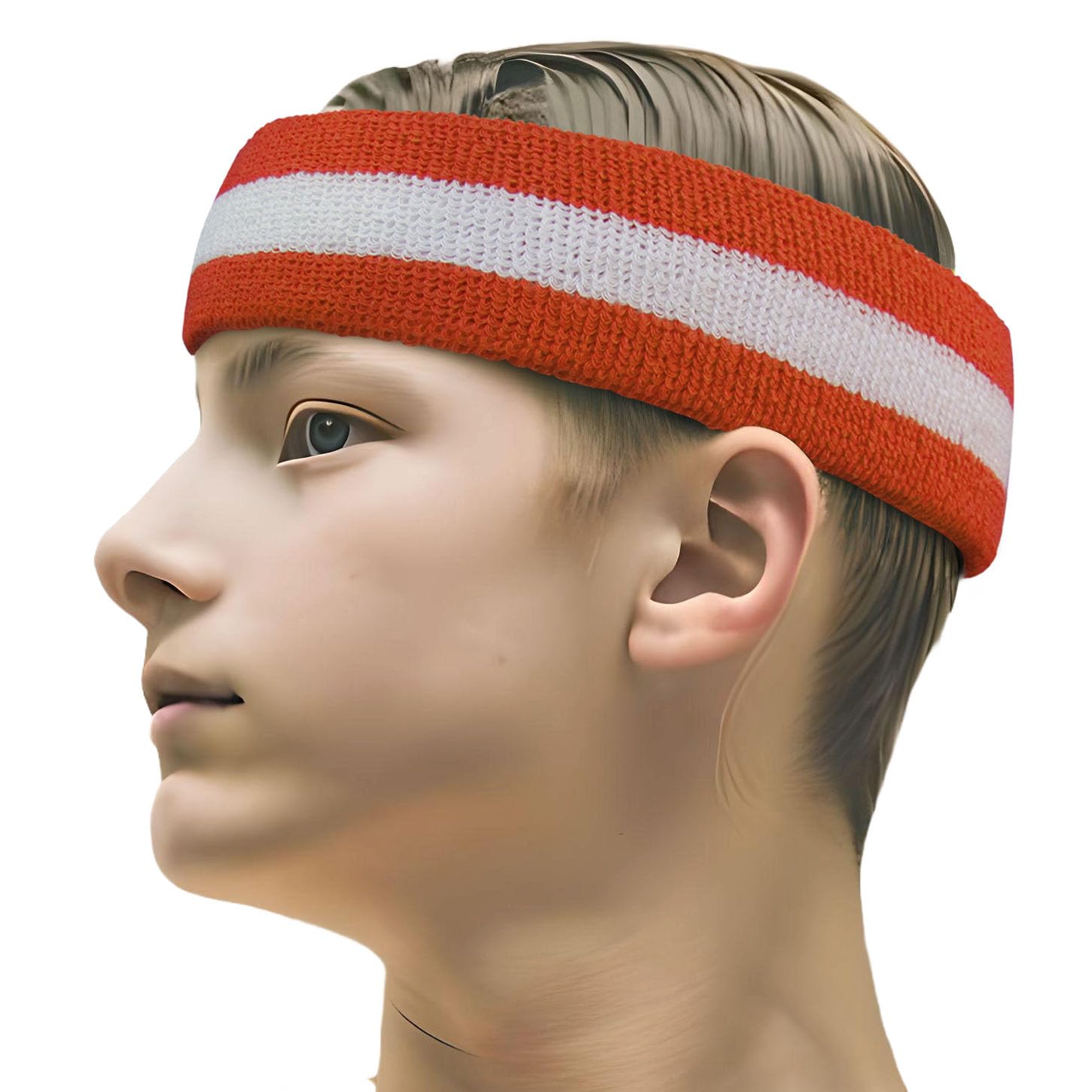 Premium Quality Semi-Pro Jackie Moon Dark Orange Striped Sweat Headband & Wristband Set - Perfect for Basketball, Tennis, Running & Workout Accessories