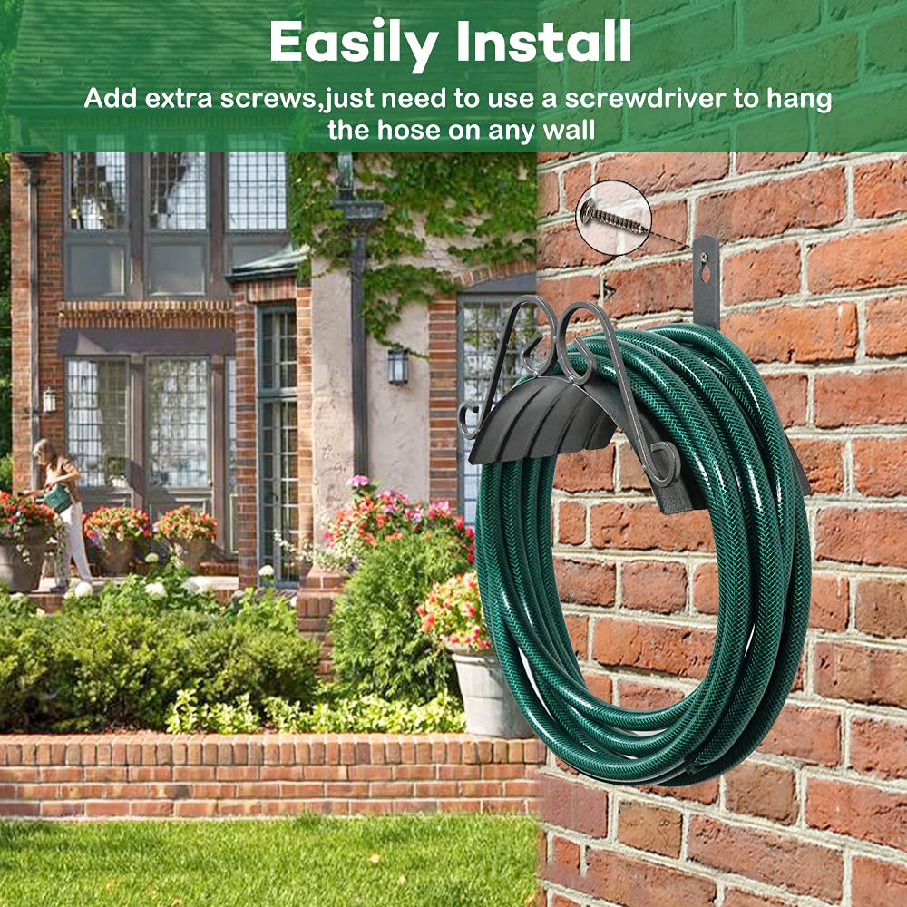 Heavy Duty Wall Mount Garden Hose Holder - Outdoor Metal Water Hose Hanger for 145ft 5/8'' Hose Storage - Perfect for Garage, Yard, and Garden Organization