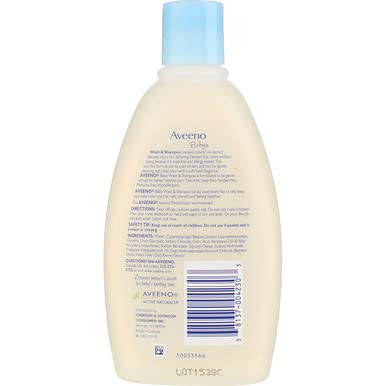 Aveeno Baby Wash & Shampoo, 12 oz - Gentle Tear-Free Formula for Newborns & Sensitive Skin - Perfect for Daily Bath Time & Baby Care Routine