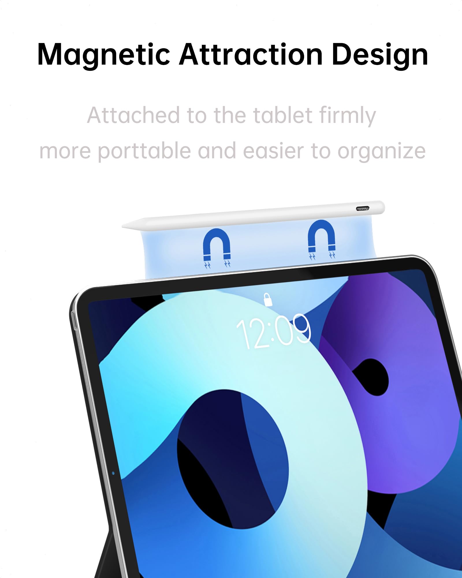 Uogic Active Stylus Pen for iPad with Palm Rejection, Magnetic Adsorption & Tilt Function - Compatible with iPad Mini 5/6, iPad Air 3/4/5, iPad Pro 11