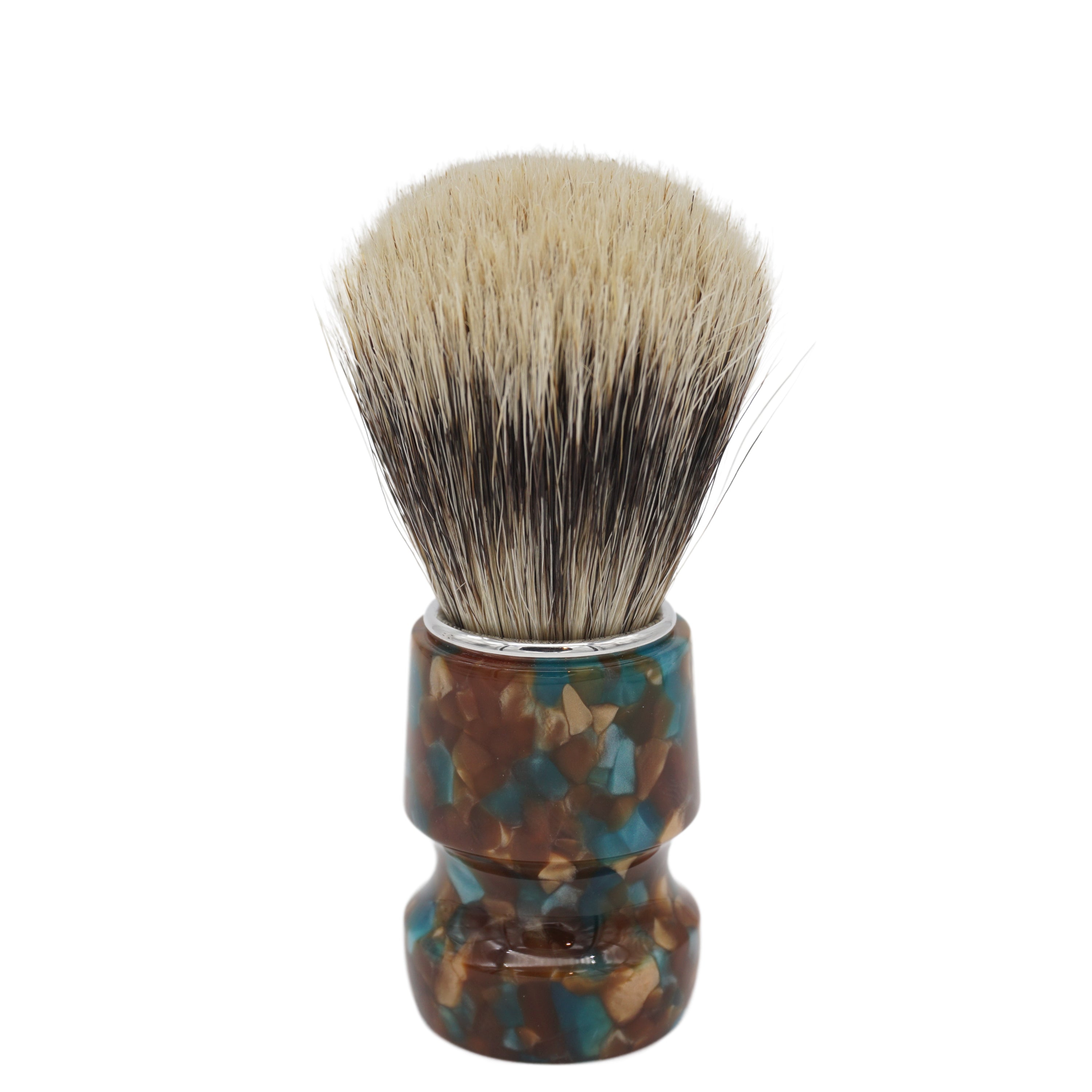 24mm Semogue Mistura Badger & Boar Shaving Brush with AP Shave Co. Diamonds In The Rough Handcrafted Handle - Premium Wet Shaving Tool for Men's Grooming & Beard Care