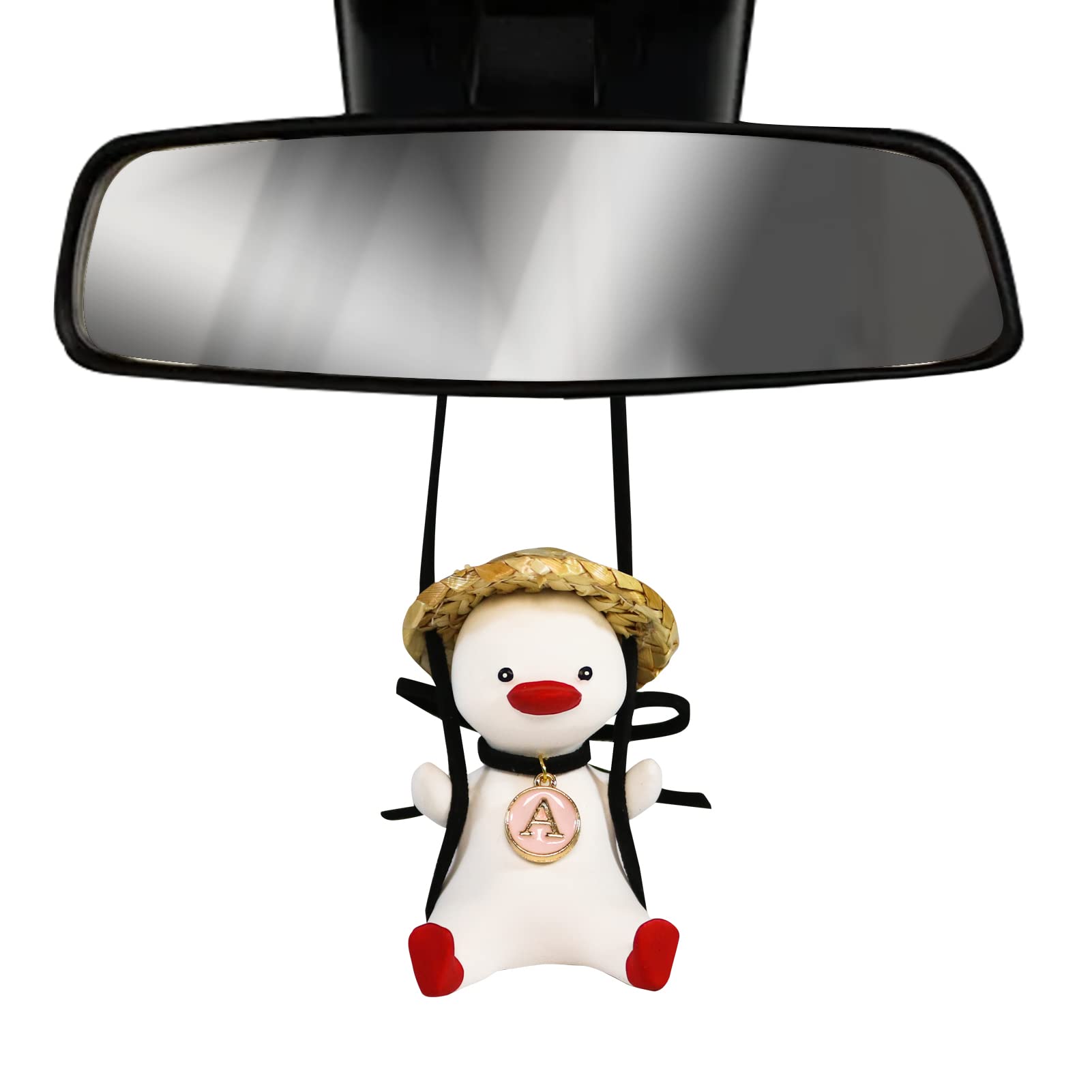 Cute Swinging Duck Car Hanging Ornament - White Duck Decor for Rear View Mirror - Fun Car Accessories for Gifts & Interior Decoration - Perfect for Road Trips & Daily Commute