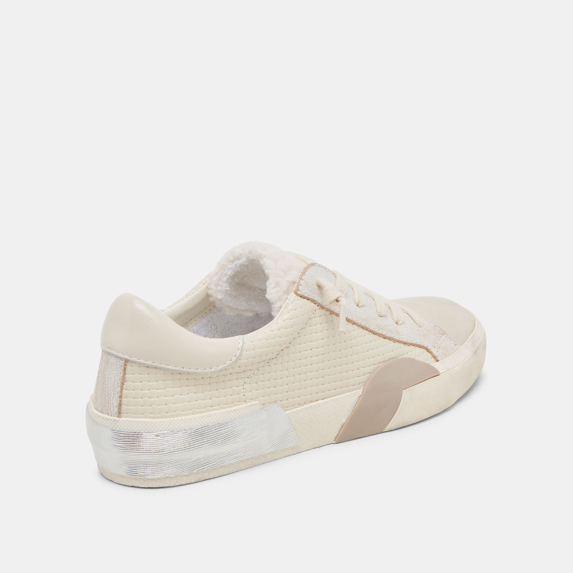 ZINA Plush Sneakers for Women - Off-White Woven Fabric Comfortable Casual Shoes | Perfect for Walking, Travel & Everyday Wear
