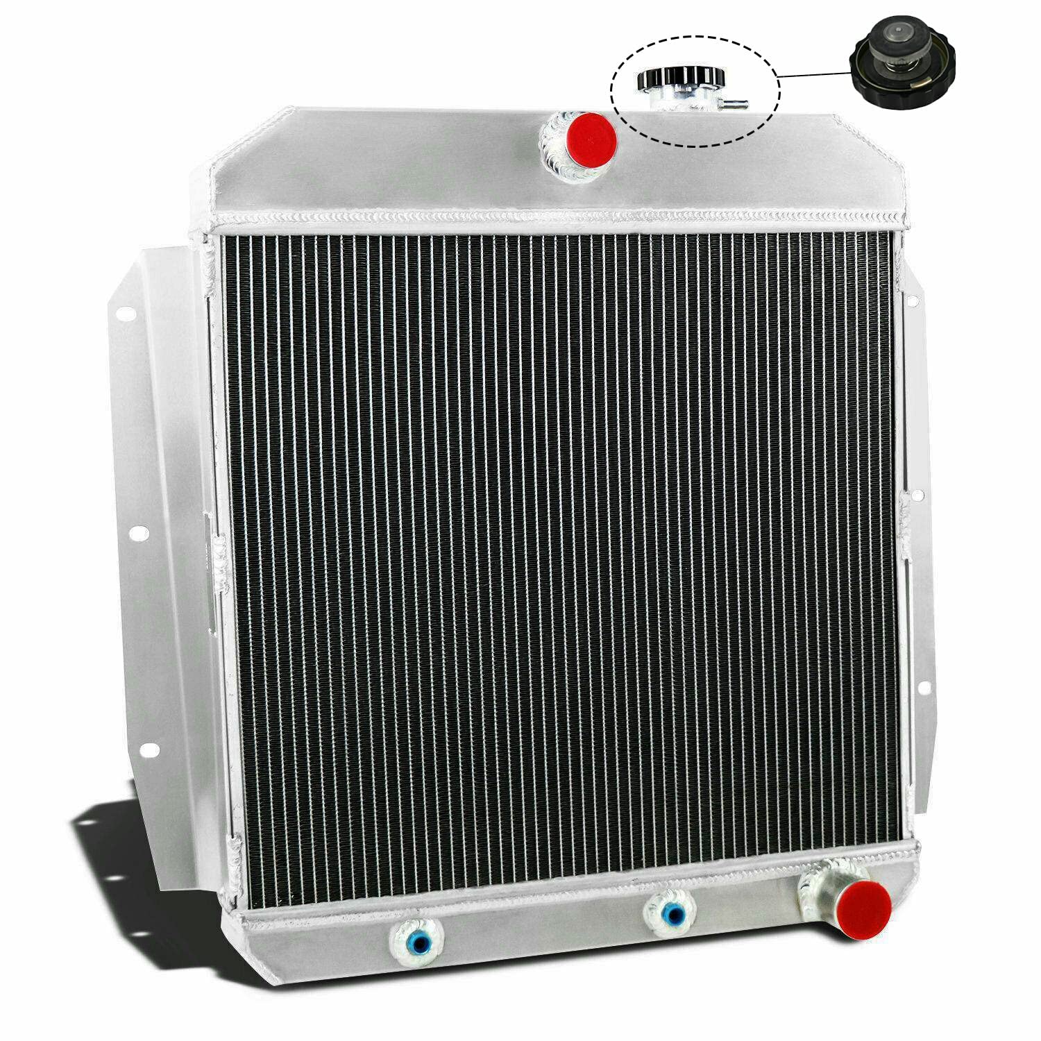 High-Performance 3 Row Aluminum Radiator for 1955-1959 Chevy GMC Pickup Truck 3400 3600 3800 Models - V8 Engine Cooling System with Fan Shroud & Relay - Perfect for Restoration Projects & Hot Rod Upgrades