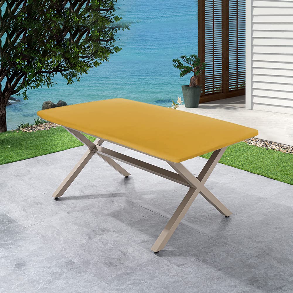 Waterproof Elastic Edged Tablecloth - 95x29 Inch Rectangular Champagne Table Cover for Outdoor, Patio, Kitchen & Dining Room | Wipeable, Tight Fit | Perfect for BBQs, Parties & Everyday Dining