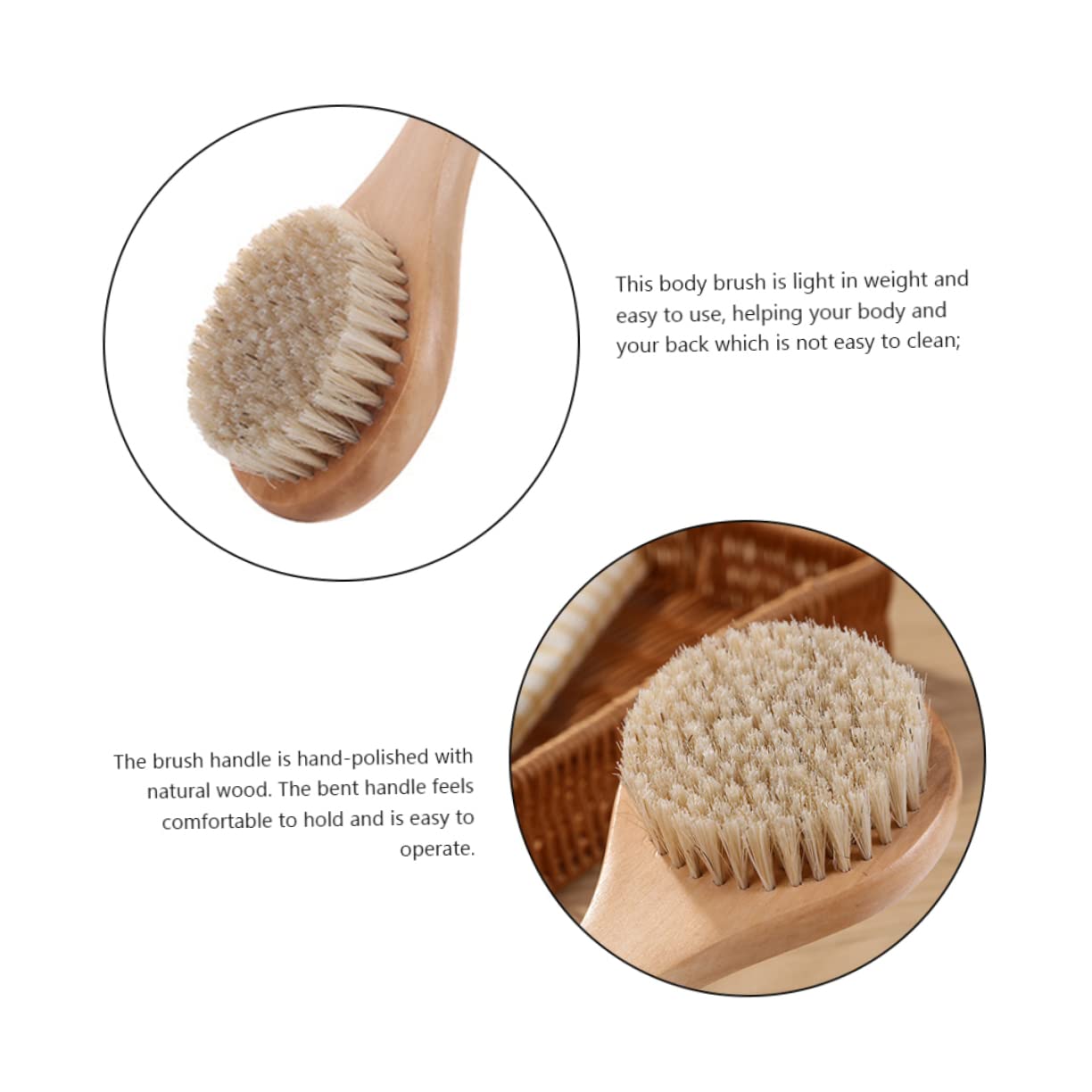 FOMIYES Wooden Body Scrub Brush for Adults - Exfoliating Shower Brush with Massage Bristles, Easy-Hanging Bath Scrubber for Smooth Skin | Perfect for Spa, Home Use & Gift Ideas