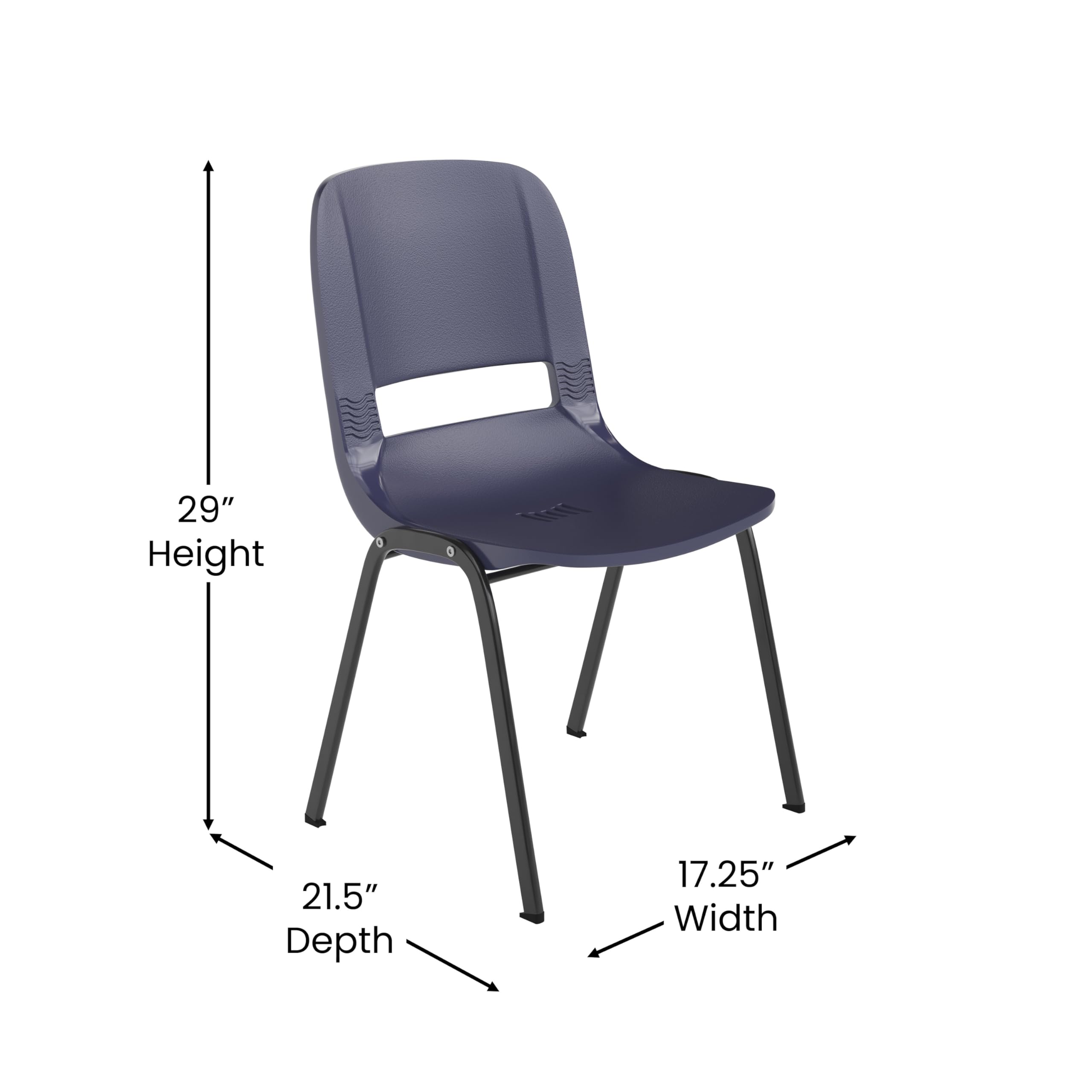 EMMA + OLIVER Apis Heavy Duty Stack Chair - Navy Blue Ergonomic Office Chair with Comfortable Seat & Back Support - Powder Coated Metal Frame - Stackable Up to 15 High - 661 lbs Weight Capacity - Perfect for Conference Rooms, Classrooms, and Event Spaces