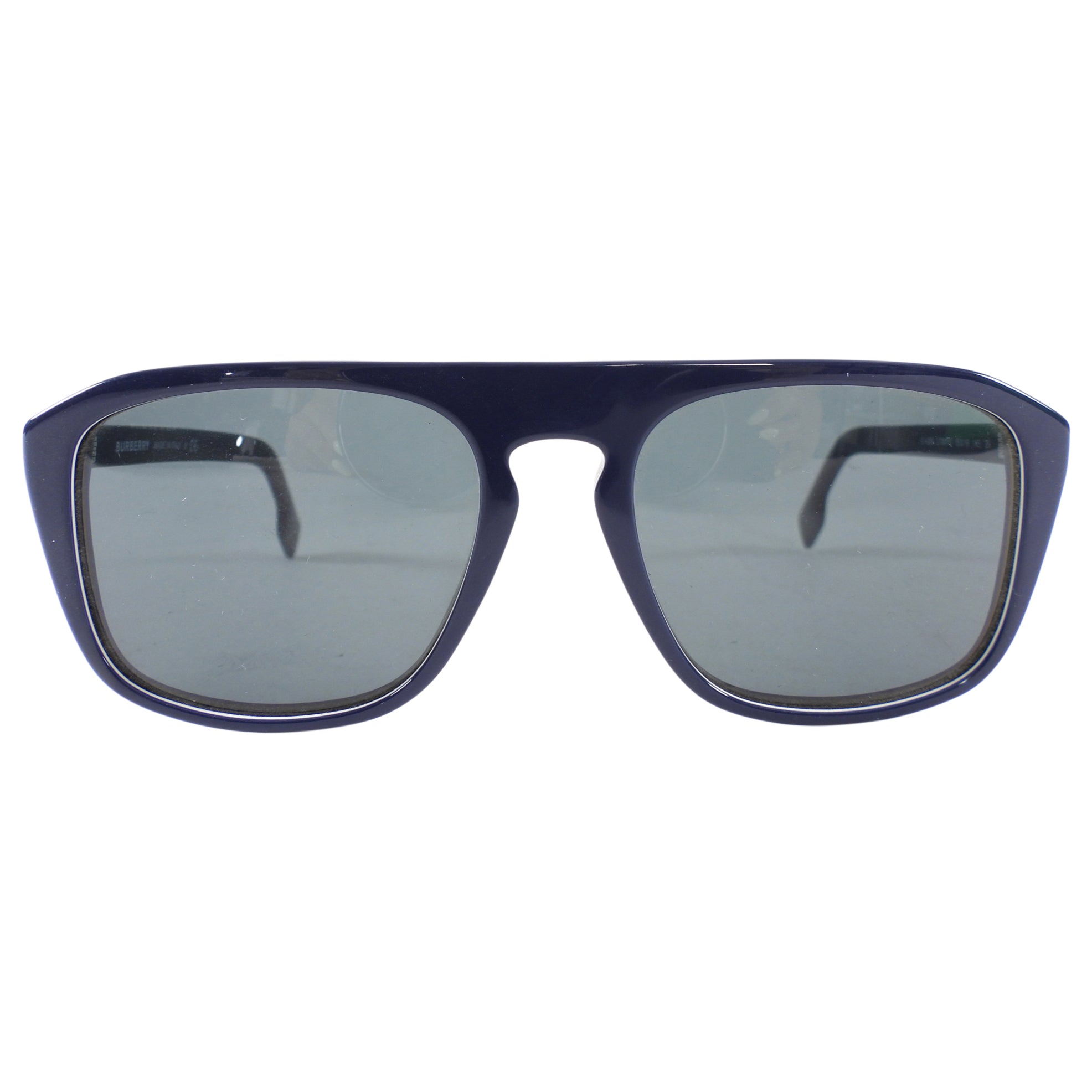 Burberry Navy Stacked Acetate Aviator Sunglasses for Men & Women - Polarized UV Protection Pilot Shades for Driving, Travel & Outdoor Activities