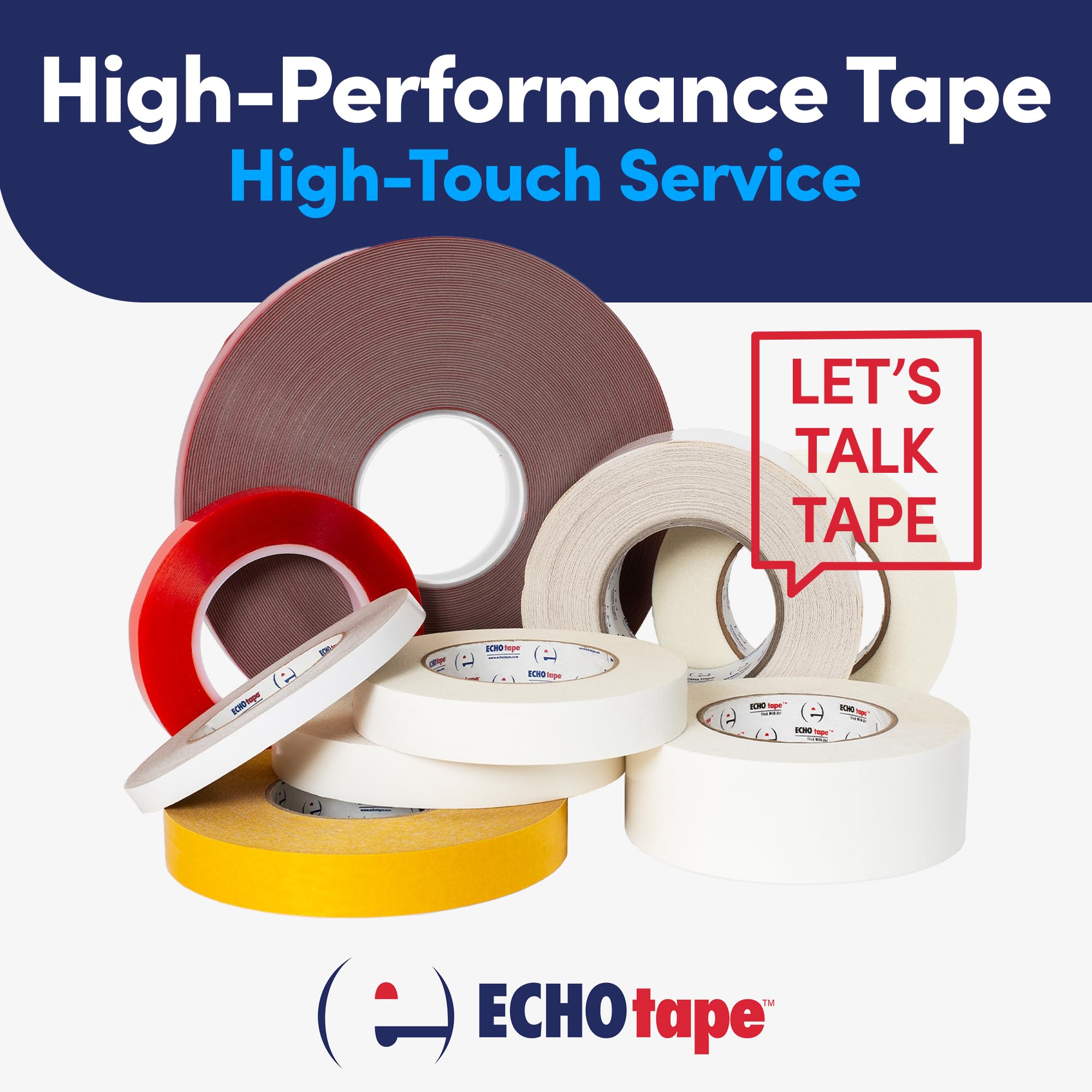 ECHOtape CL-W6064 Heavy Duty Duct Tape - Industrial Strength, Multi-Purpose Construction Tape for Contractors (1.89 in x 60 yds, White) - Perfect for Home Repairs, HVAC Sealing & Emergency Fixes