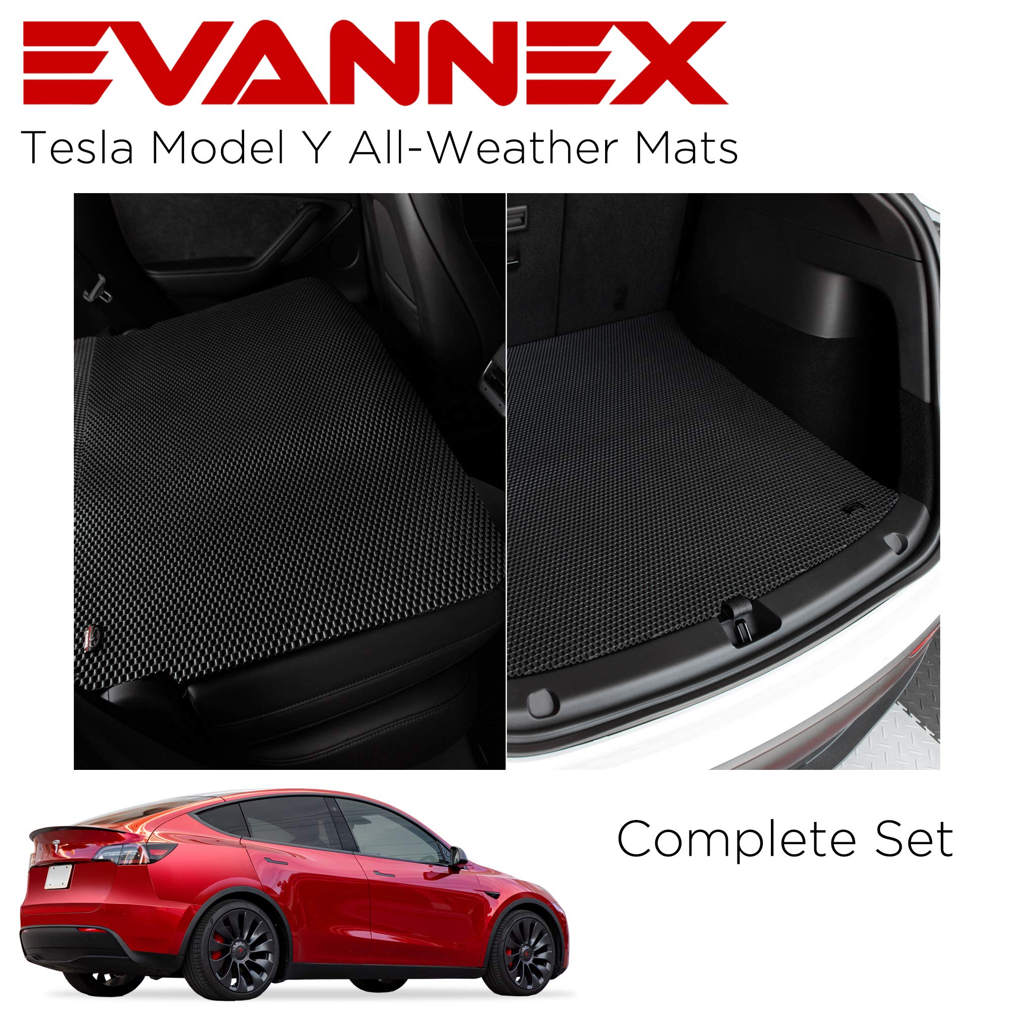 Premium EVANNEX All-Weather Floor Mats for Tesla Model Y - Heavy Duty Complete Set - Perfect for Road Trips, Daily Commutes & Outdoor Adventures