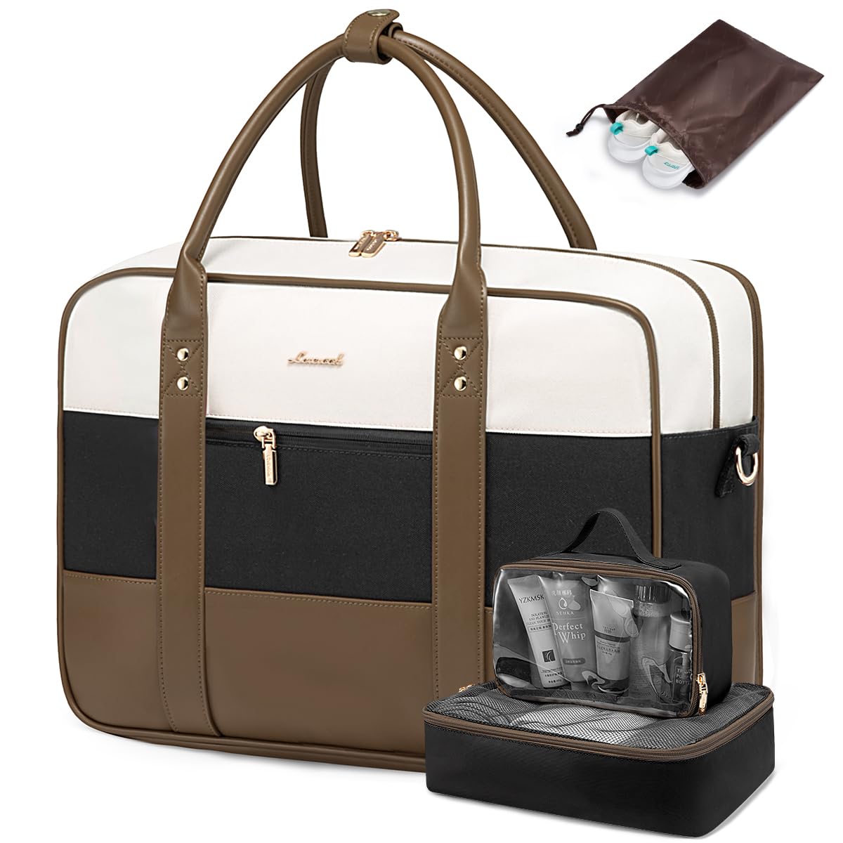 LOVEVOOK Weekender Travel Duffel Bag for Women - Waterproof Gym Yoga Overnight Bag with Laptop Compartment & Wet Pocket - Perfect for Travel, Workout, Hospital & Labor Delivery - Includes Free Toiletry Bag