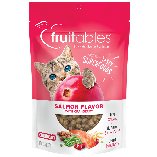Fruitables Salmon & Cranberry Cat Treats - Grain-Free, Healthy Snacks for Cats - Perfect for Training, Rewards, and Indoor Cats