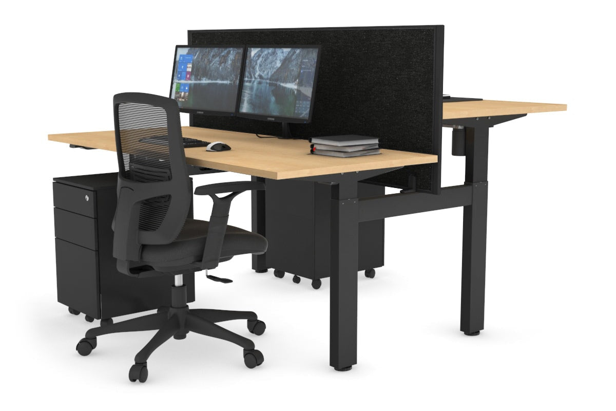 Adjustable 2-Person H Bench Workstation - Black Frame [1200L x 700W] - Perfect for Office, Workshop, or Home Use