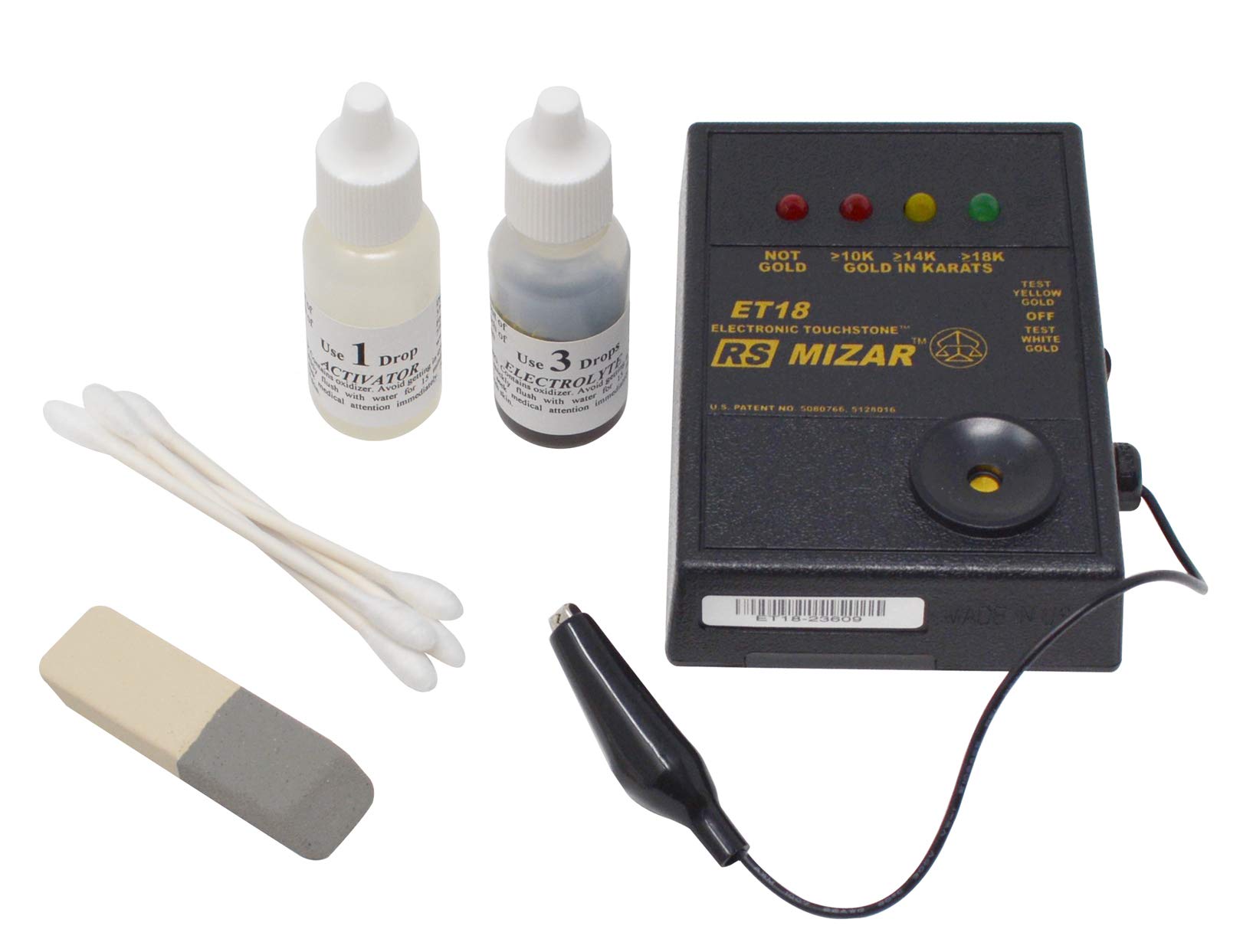 ET-18 Mizar Digital Gold Tester - Electronic Karat Purity Analyzer for 10K 14K 18K 22K 24K Gold Jewelry & Coins - Battery Operated Gold Testing Kit for Jewelers, Pawn Shops & Collectors - Accurate Gold Value Detection at Home or On-The-Go
