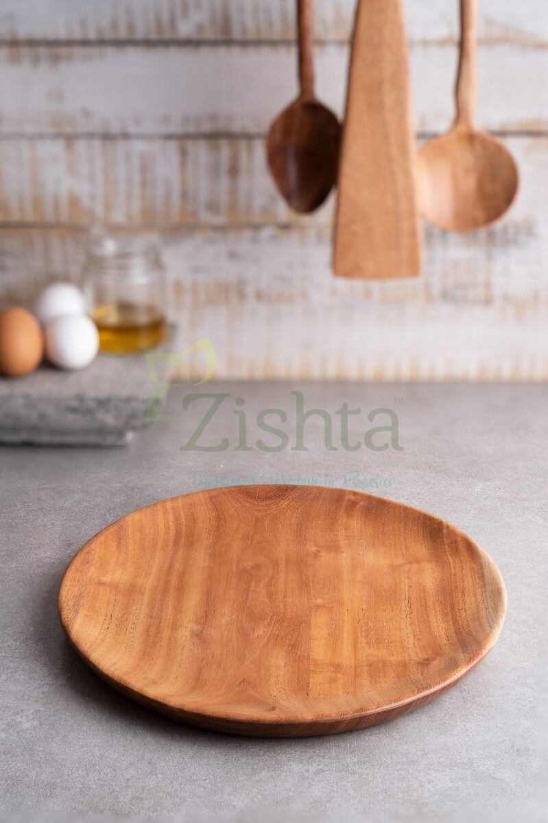 Organic Neem Wood Dinner Plates - Eco-Friendly, Durable & Natural for Healthy Meals - Perfect for Daily Use, Picnics, Parties & Sustainable Dining