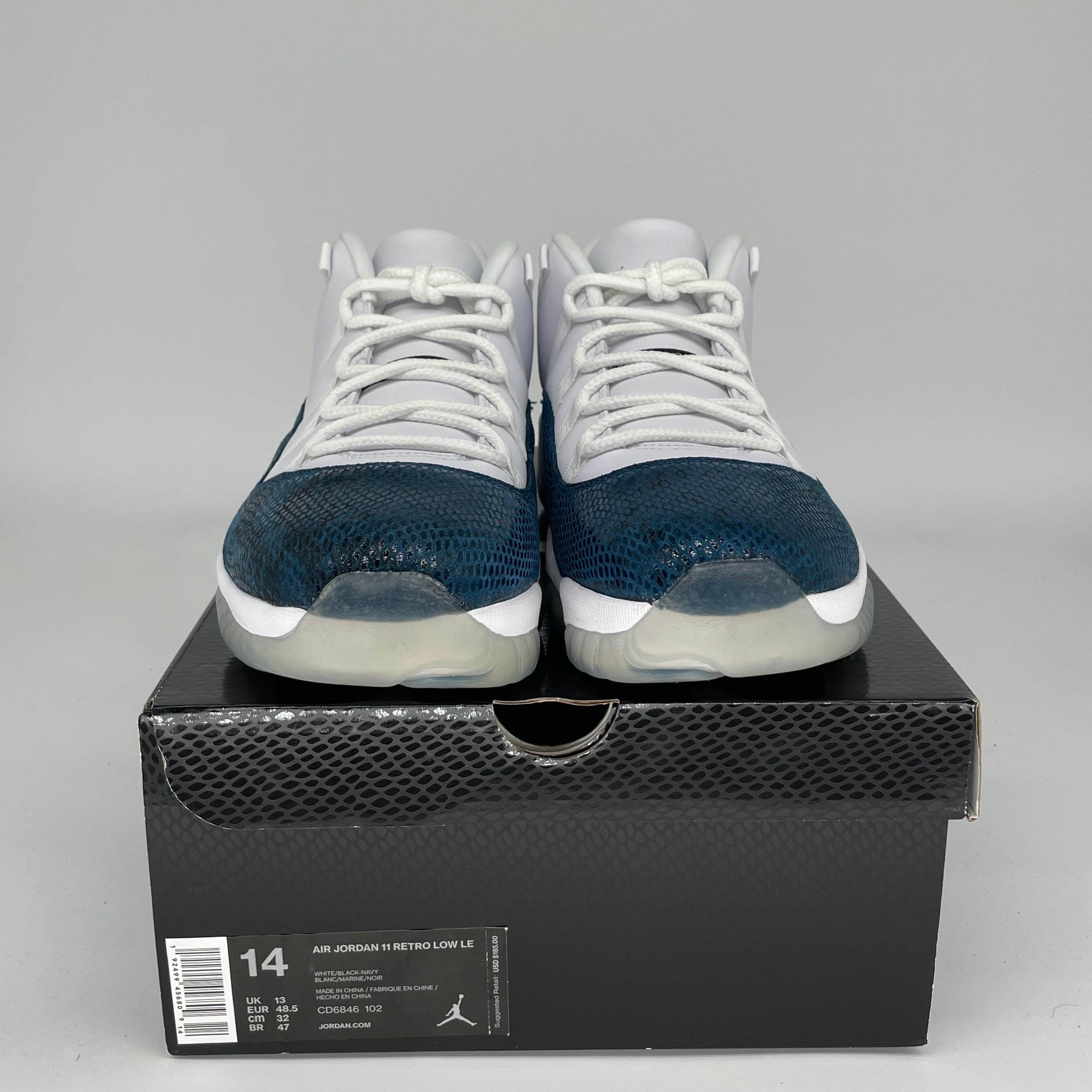 AIR JORDAN 11 LOW SNAKE NAVY Basketball Shoes - Men's Size 14 (CD6846-102) | Retro Sneakers for Casual Wear & Street Style