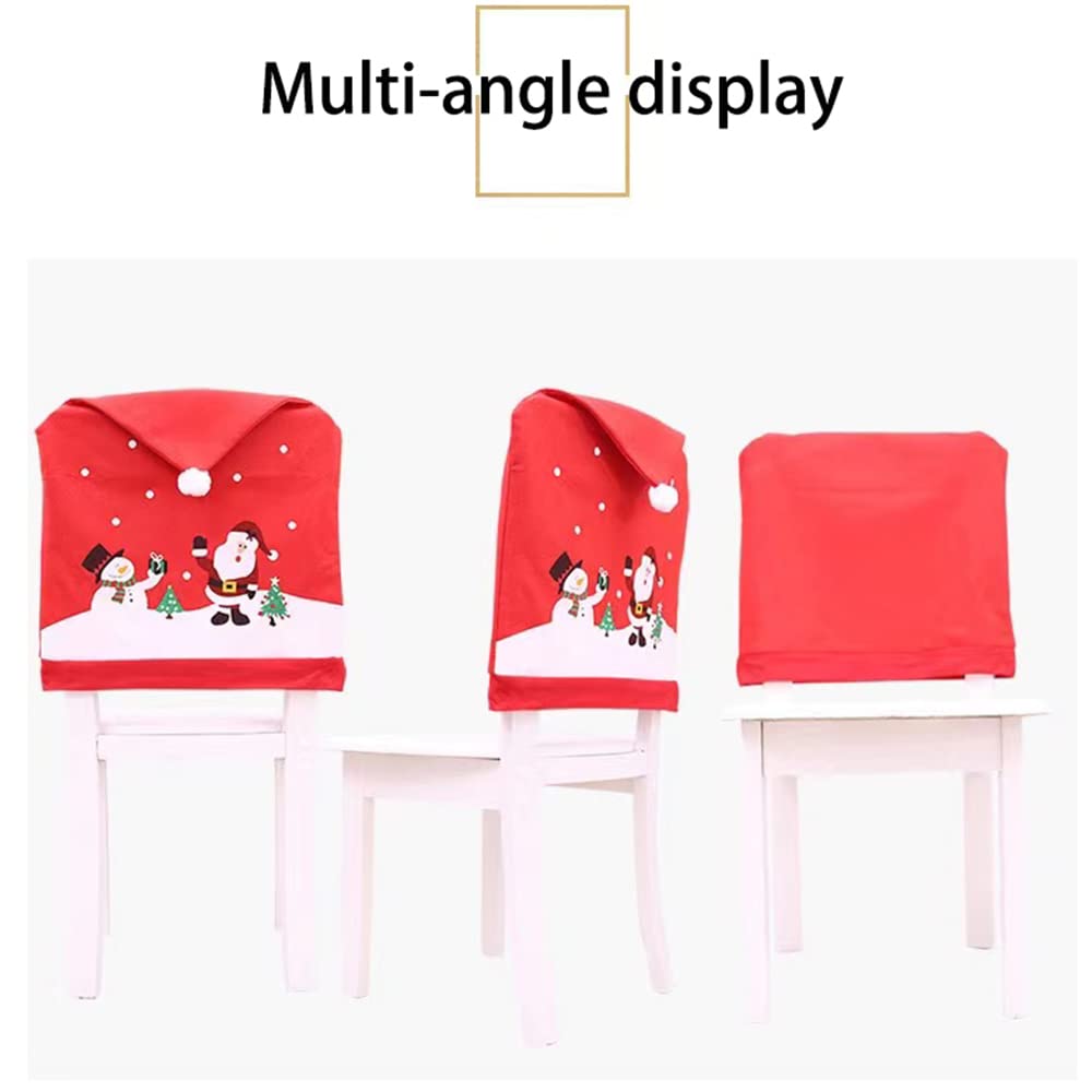 STUA Christmas Chair Covers Set of 6 - Santa Hat Dining Room Chair Slipcovers for Holiday Table Decorations - Perfect for Christmas Dinner Parties & Festive Home Decor
