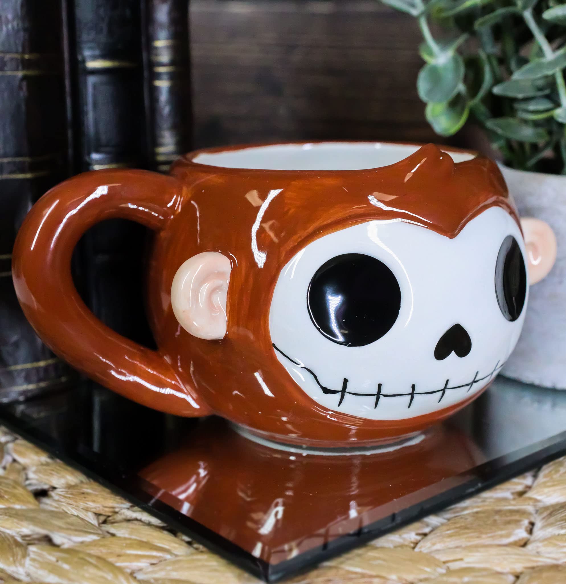 Ebros Gift Furrybones Adorable 14oz Ceramic Drinking Mug - Collectible Skeleton Monster Figurine with Furry Bones Design - Perfect for Coffee, Tea & Beverages - Unique Gift for Halloween & Anime Fans (Munky The Monkey Style)