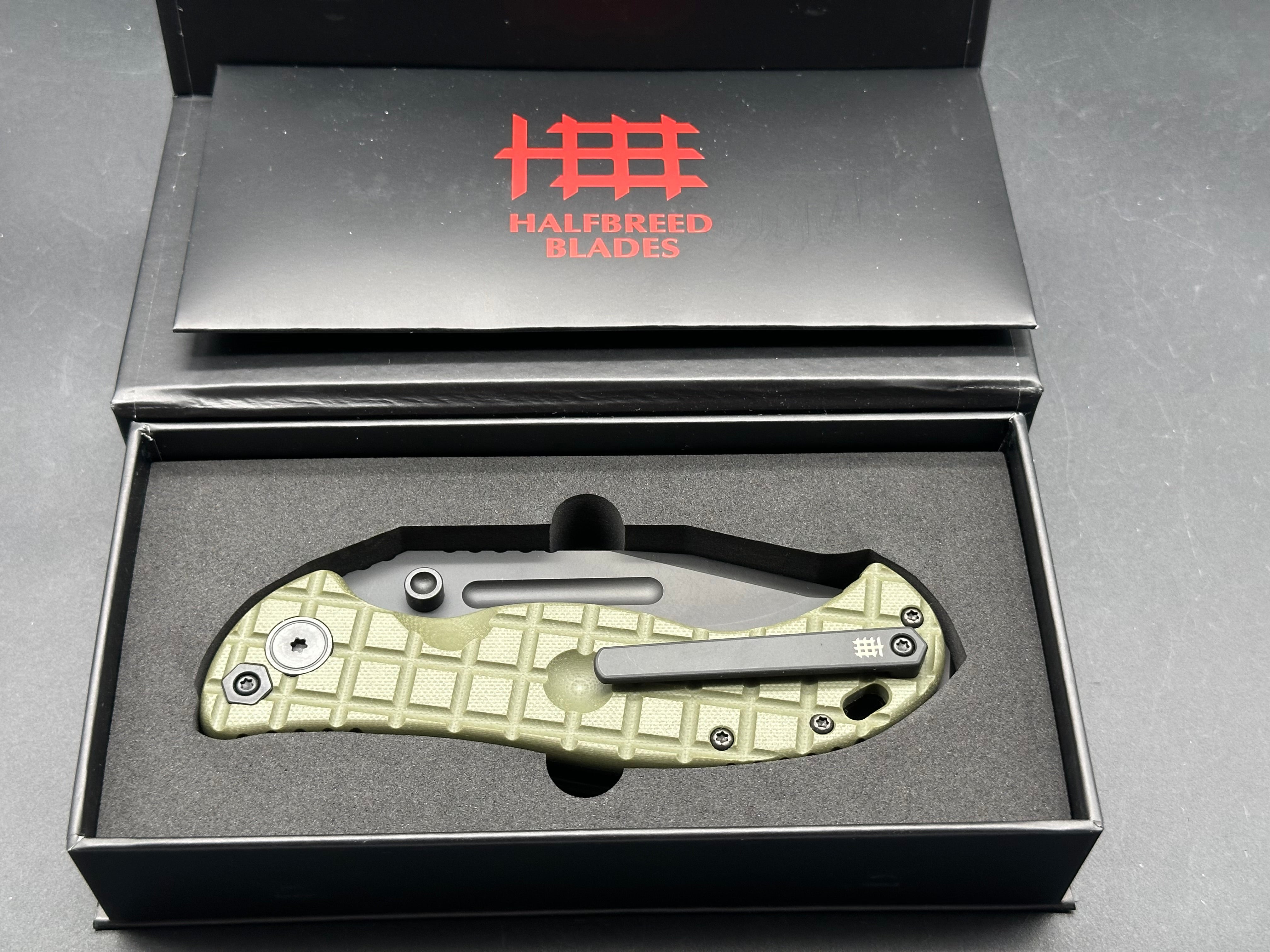 Halfbreed Blades LBF 01 Large Bush Folder Gen 2 - Green G10 Scales with CPM 3V Steel Blade - Outdoor Survival, Camping, Hunting, EDC Knife