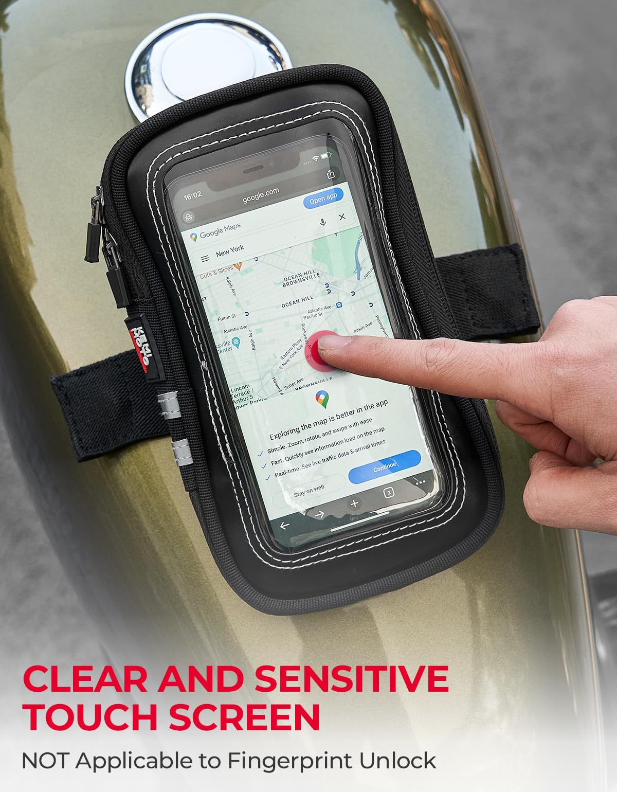 KEMIMOTO Universal Motorcycle Phone Holder - Waterproof Magnetic Tank Bag Case for Phones up to 6.5