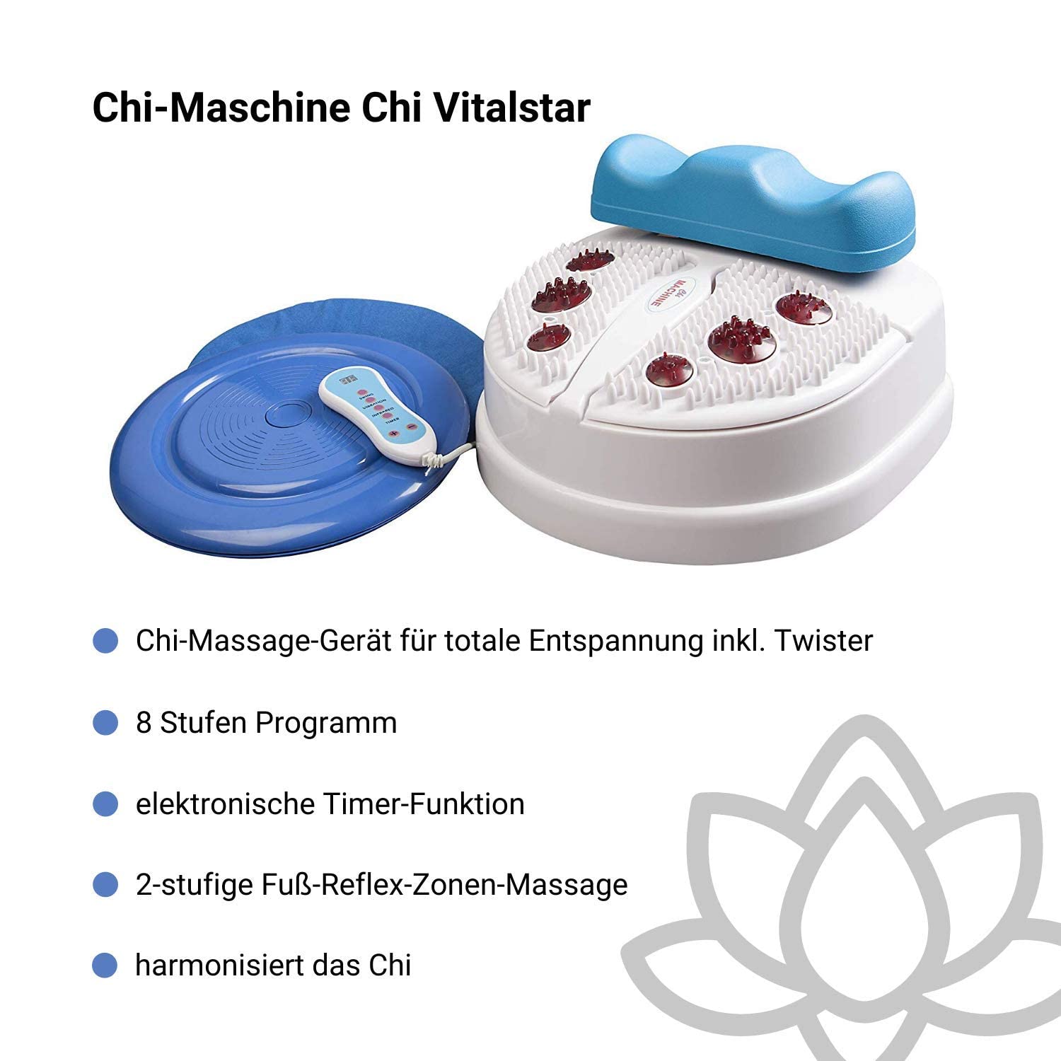 Vitalstar Blue Foot Reflexology Massager - 2-Step Chi Machine with Timer & Remote Control | Vitalizing Chi Massager with Twister (Rotating Table) for Relaxation, Pain Relief & Improved Circulation - Perfect for Home & Office Use