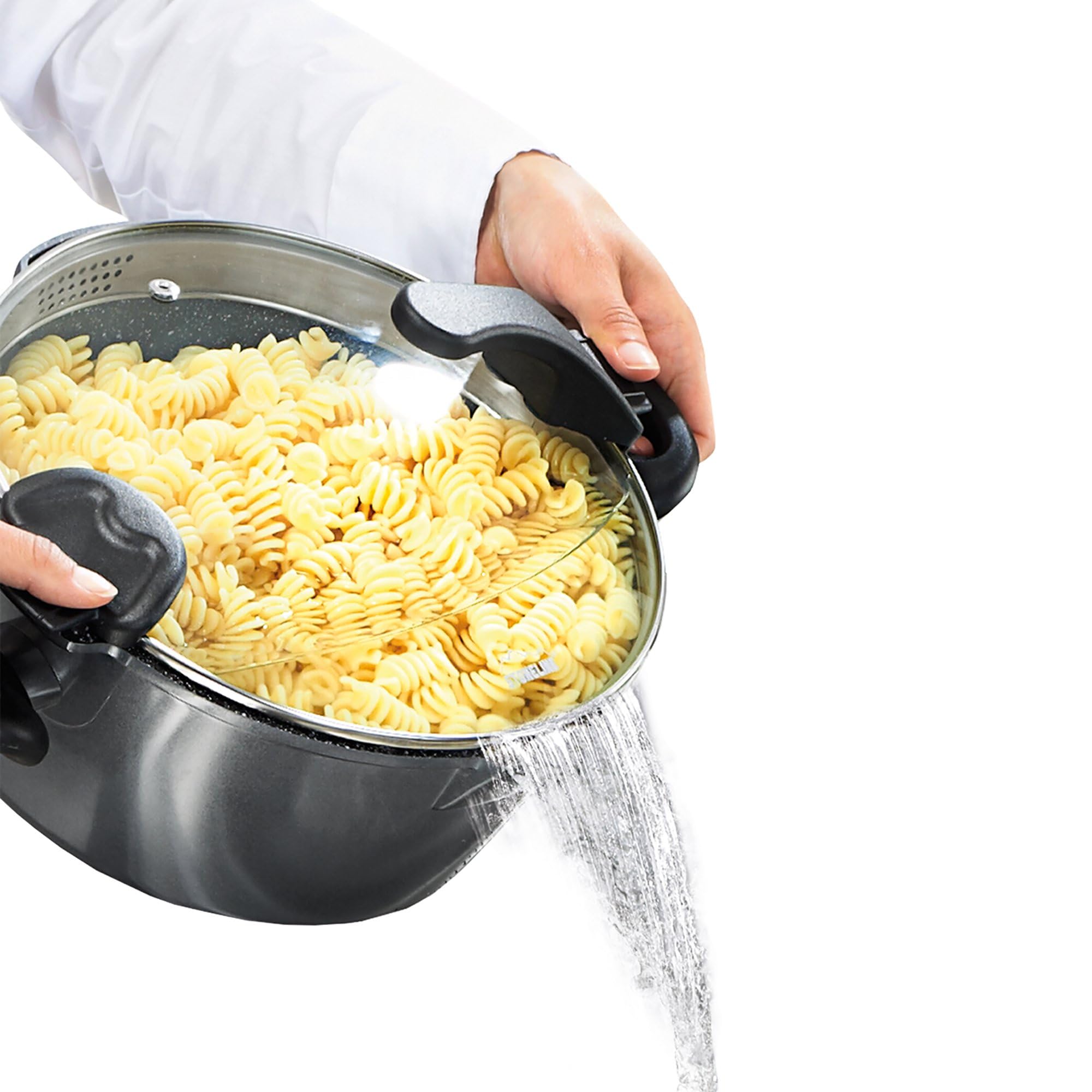 28cm Future Induction-Compatible Cooking Pot with Glass Sieve Lid - Perfect for Boiling, Steaming & Healthy Cooking on Induction Stovetops