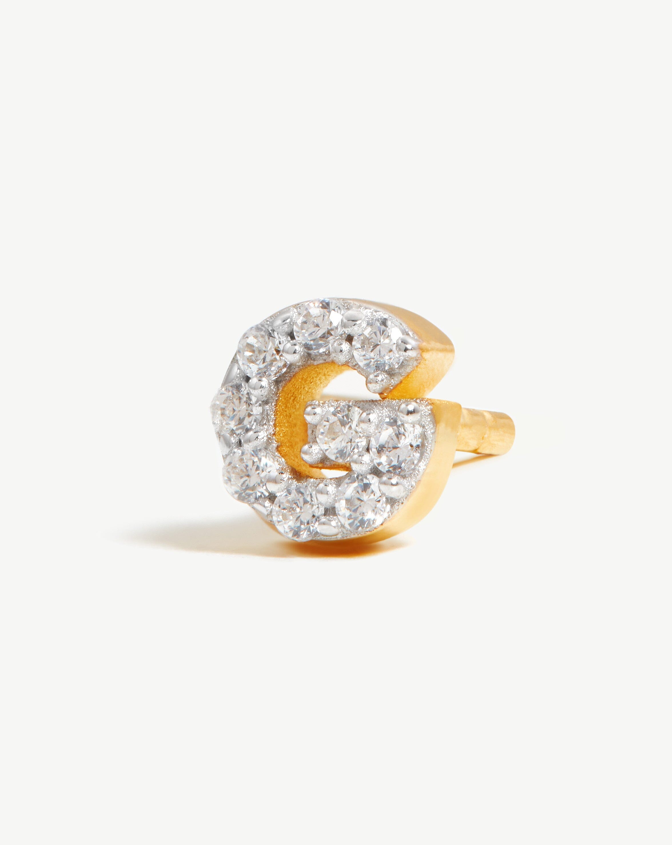 Pave Initial Single Stud Earring - 18k Gold Vermeil & Cubic Zirconia Monogram Jewelry | Personalized Gift for Women, Birthday, Anniversary | Elegant Everyday Wear & Special Occasions
