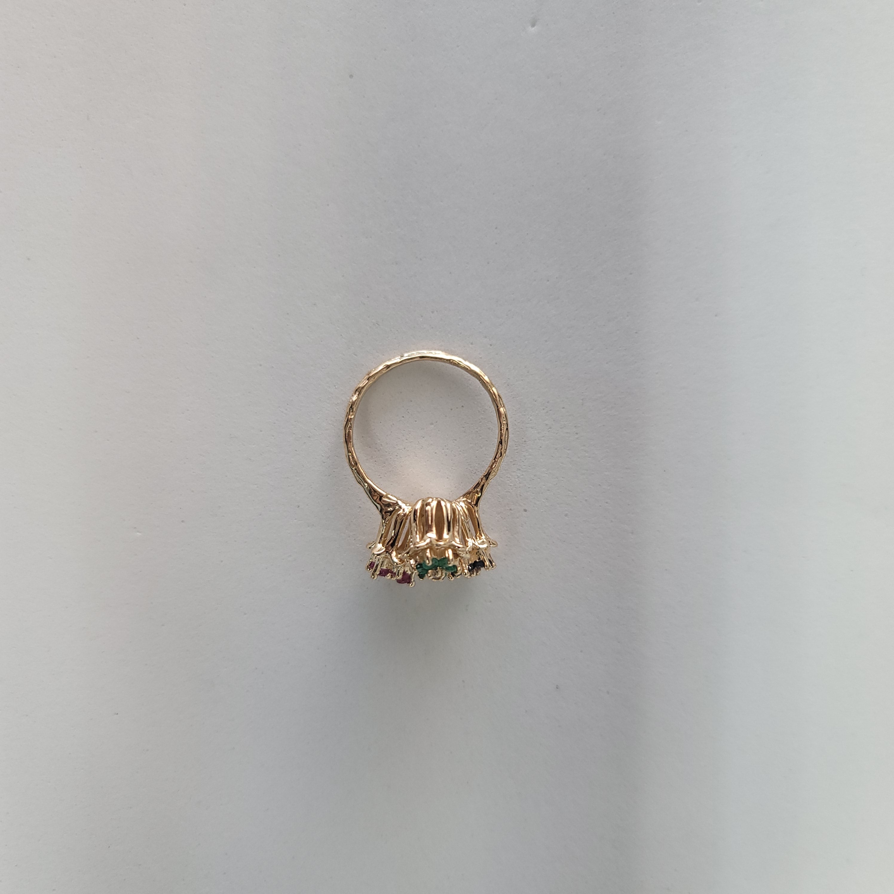 14k Yellow Gold Sapphire, Emerald & Ruby Tulip Flower Ring for Women | Elegant Floral Jewelry for Weddings, Anniversaries & Special Occasions