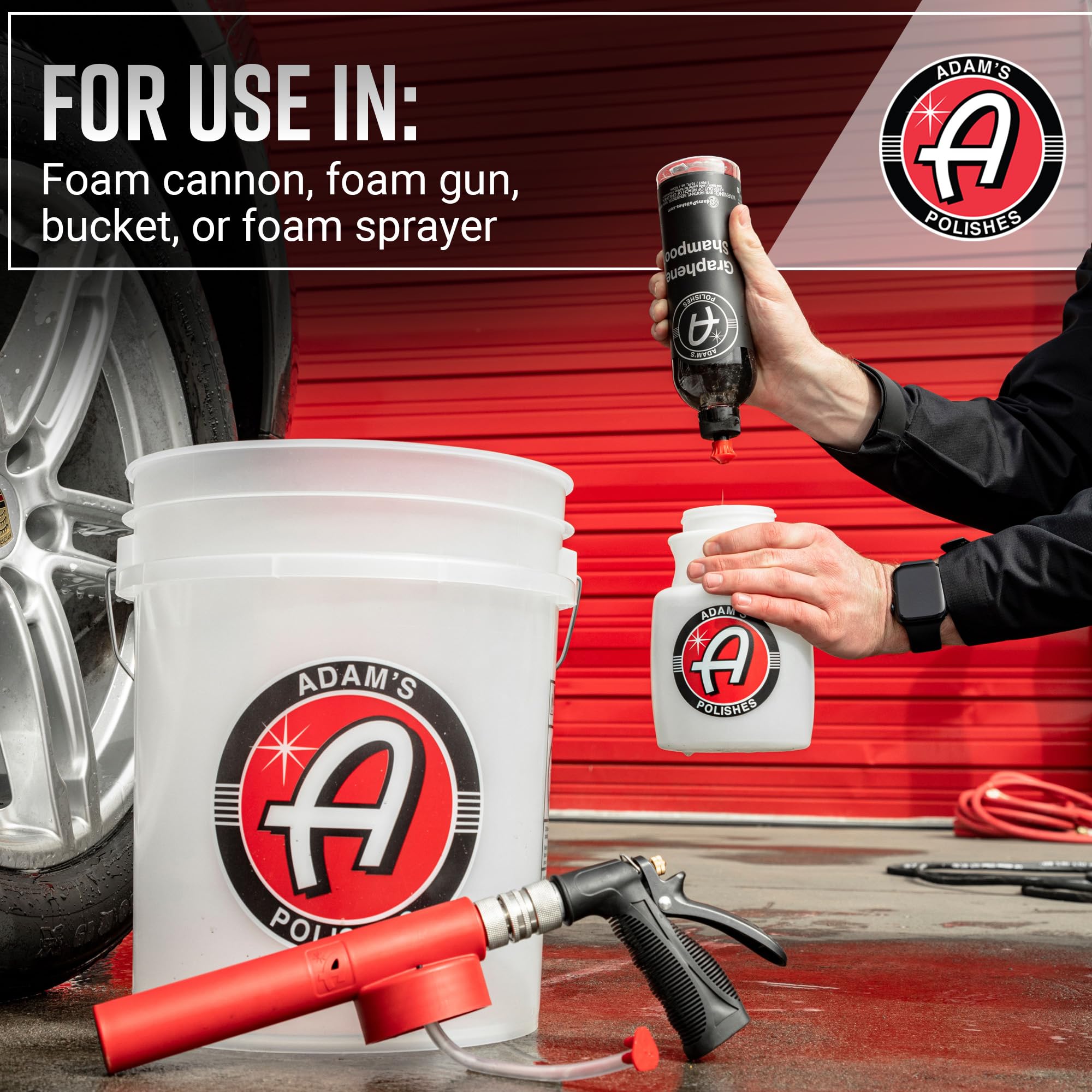 Adam's Polishes Graphene Shampoo 5 Gallon - Graphene Ceramic Coating Infused Car Wash Soap for Ultimate Protection & Shine - pH Neutral High Suds Formula for Foam Cannon, Foam Gun & Detailing Bucket - Perfect for Professional Auto Detailing, Ceramic Coated Cars & Daily Vehicle Washing