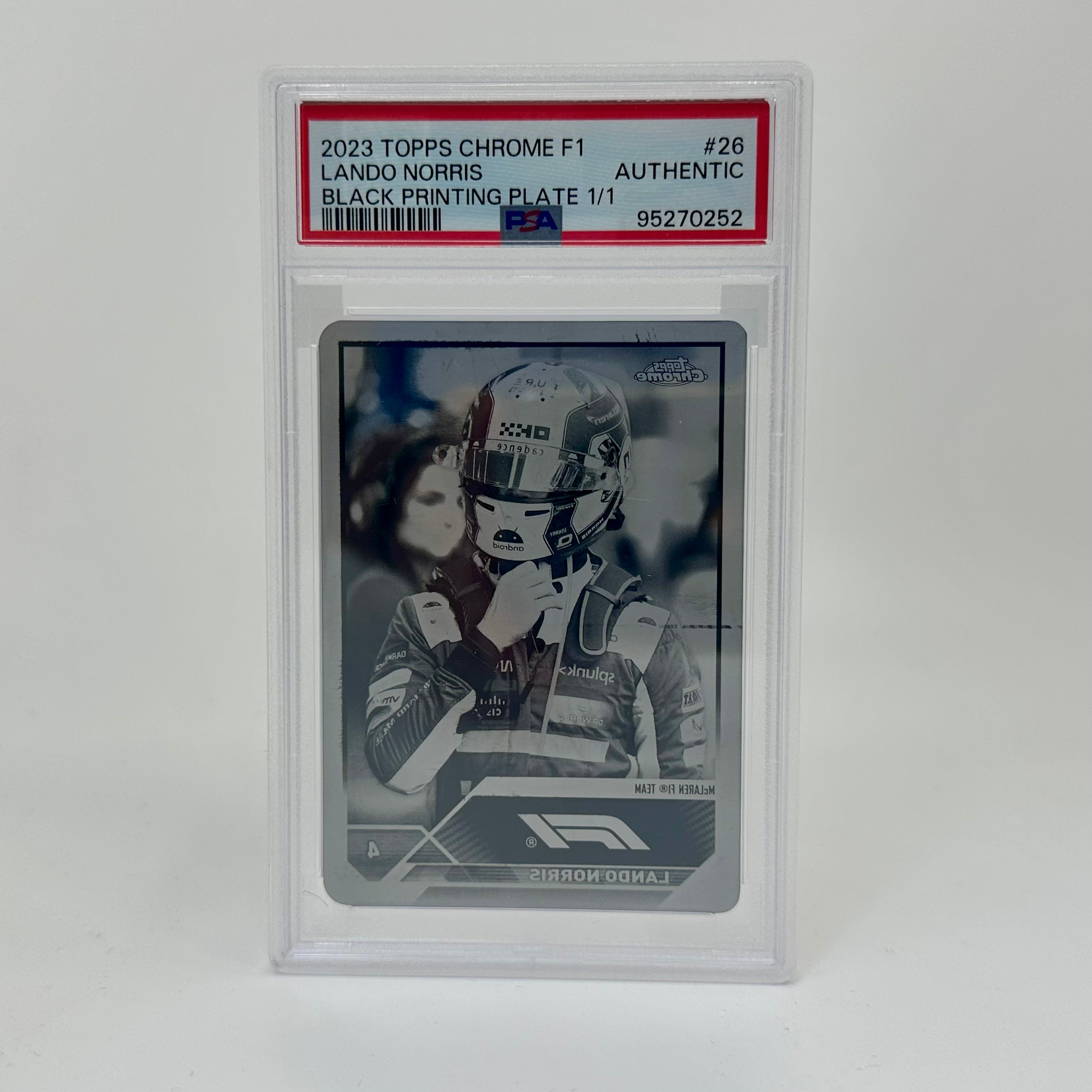 PSA Authenticated 1/1 Lando Norris #26 Black Printing Plate - 2023 Topps Chrome F1 Racing Card - Perfect for Collectors & Motorsport Fans