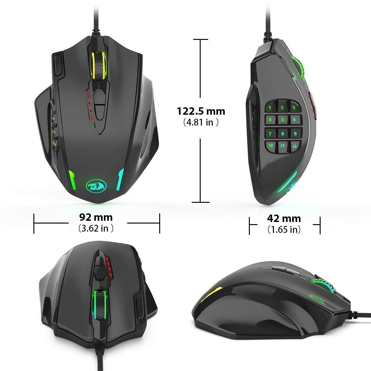 Redragon K556 RGB Mechanical Gaming Keyboard & M908 MMO Gaming Mouse Combo - Wired Backlit Keyboard with Blue Switches & Programmable Mouse for PC Gamers - Perfect for FPS, MMO, and Esports Gaming