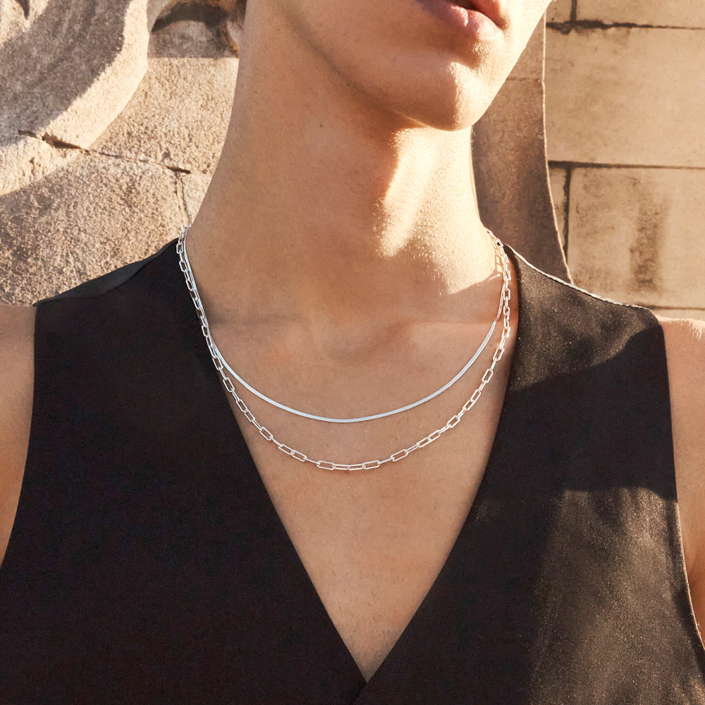 Stylish Silver Paperclip Chain Necklace for Women - Trendy Layering Jewelry for Everyday Wear & Gift Giving