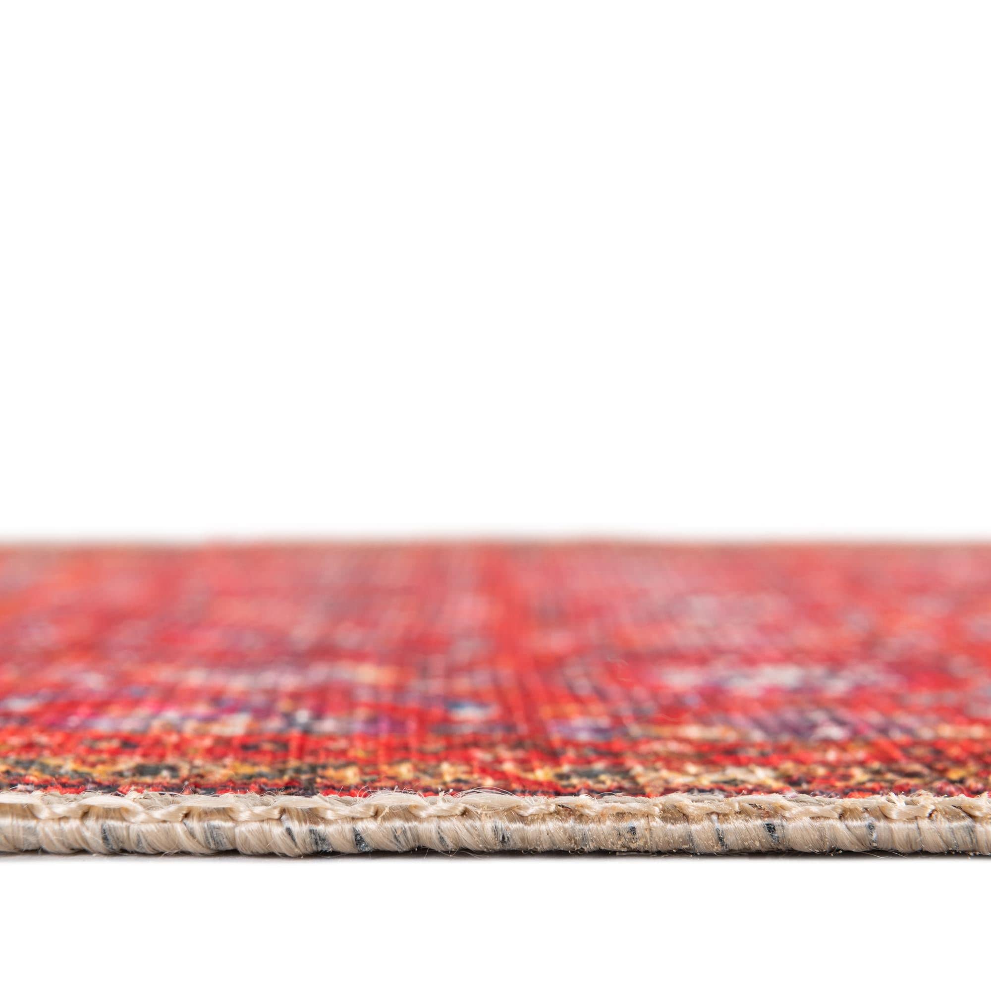 Unique Loom Revival Collection Traditional Medallion Border Red/Blue Round Area Rug 5' x 5' - Perfect for Living Room, Bedroom or Dining Room Decor