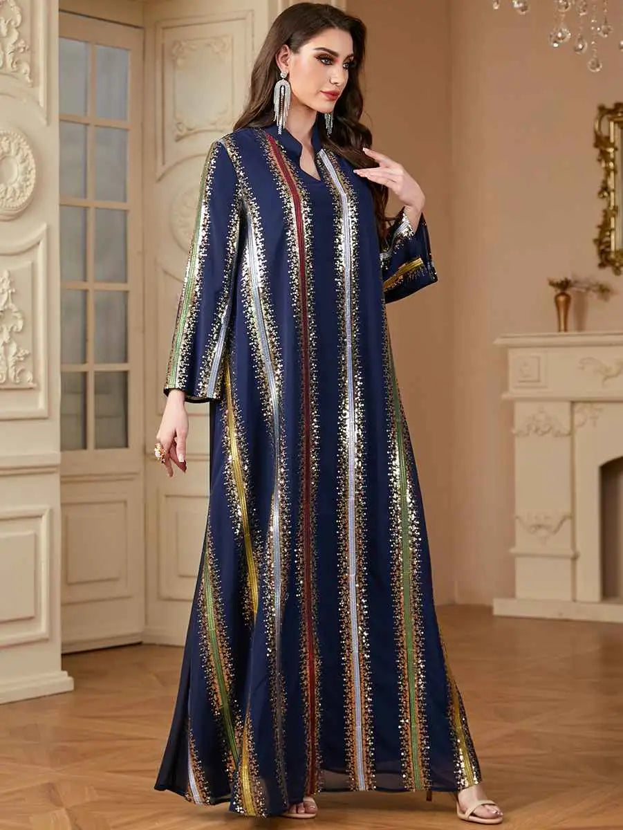 Elegant Chiffon Embroidery Eid Caftan Dress for Women - Flowy Long Kaftan with Intricate Designs #244170 | Perfect for Eid Celebrations, Weddings & Special Occasions
