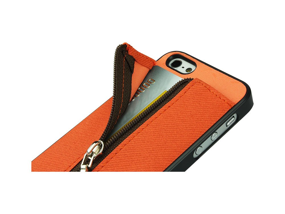 Cellet iPhone 5 Zipper Wallet Case - Carrot Orange | Slim Protective Cover with Card Slots | Perfect for Travel, Work & Everyday Use