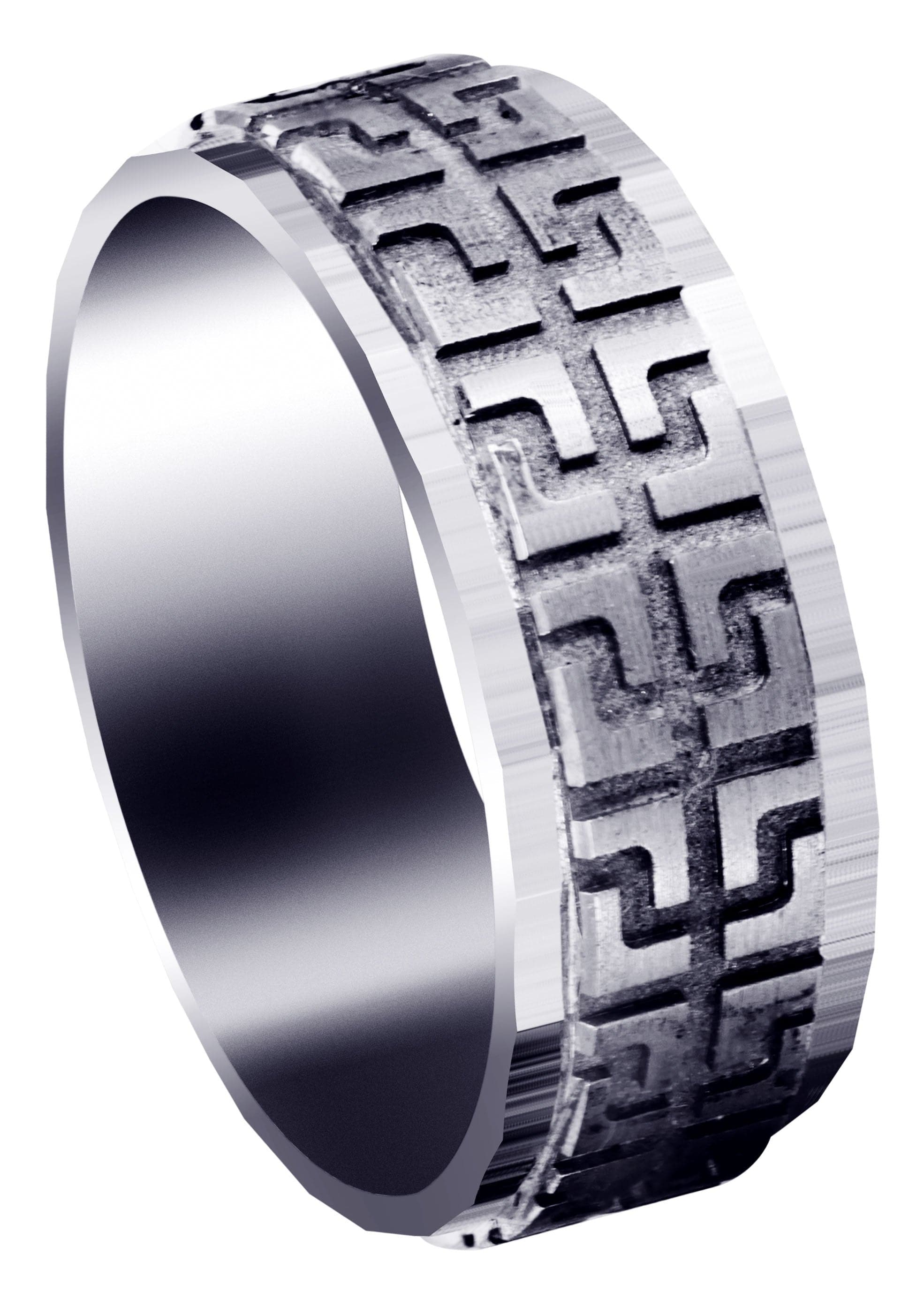 Contemporary Unique Men's Wedding Band Ring - Satin & High Polish Finish (Isaac) | Durable Tungsten Carbide for Everyday Wear | Perfect for Weddings, Anniversaries & Special Occasions