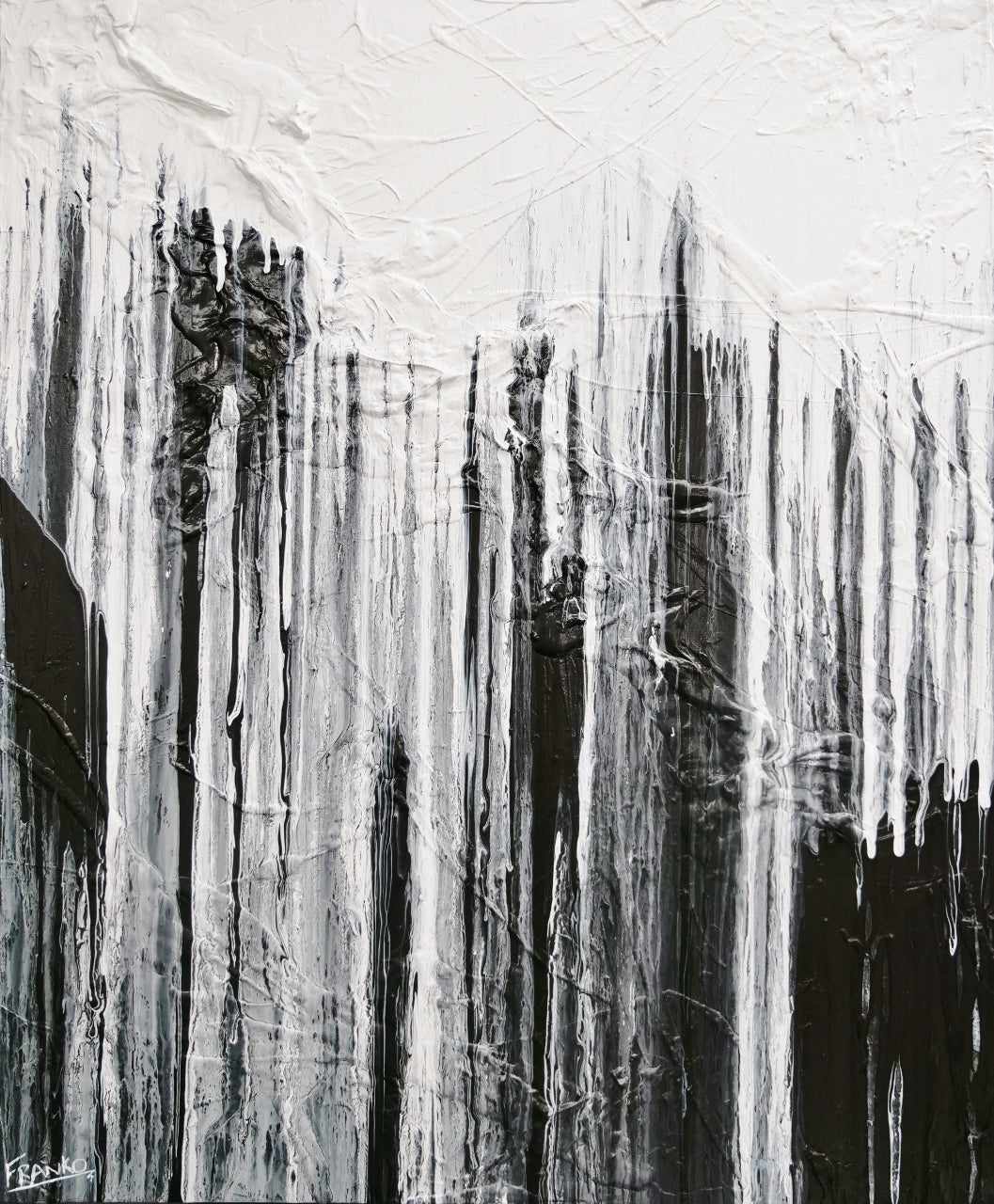 Lucid Jellyfish 120cm x 100cm Black White Grey Textured Abstract Canvas Wall Art - Modern Home Decor for Living Room, Bedroom & Office