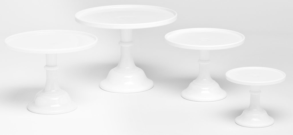 Plain & Simple Bakery Cake Plate Stand Set of 4 - Mosser Glass (Milk Glass) - Perfect for Dessert Displays, Wedding Receptions & Vintage Table Settings