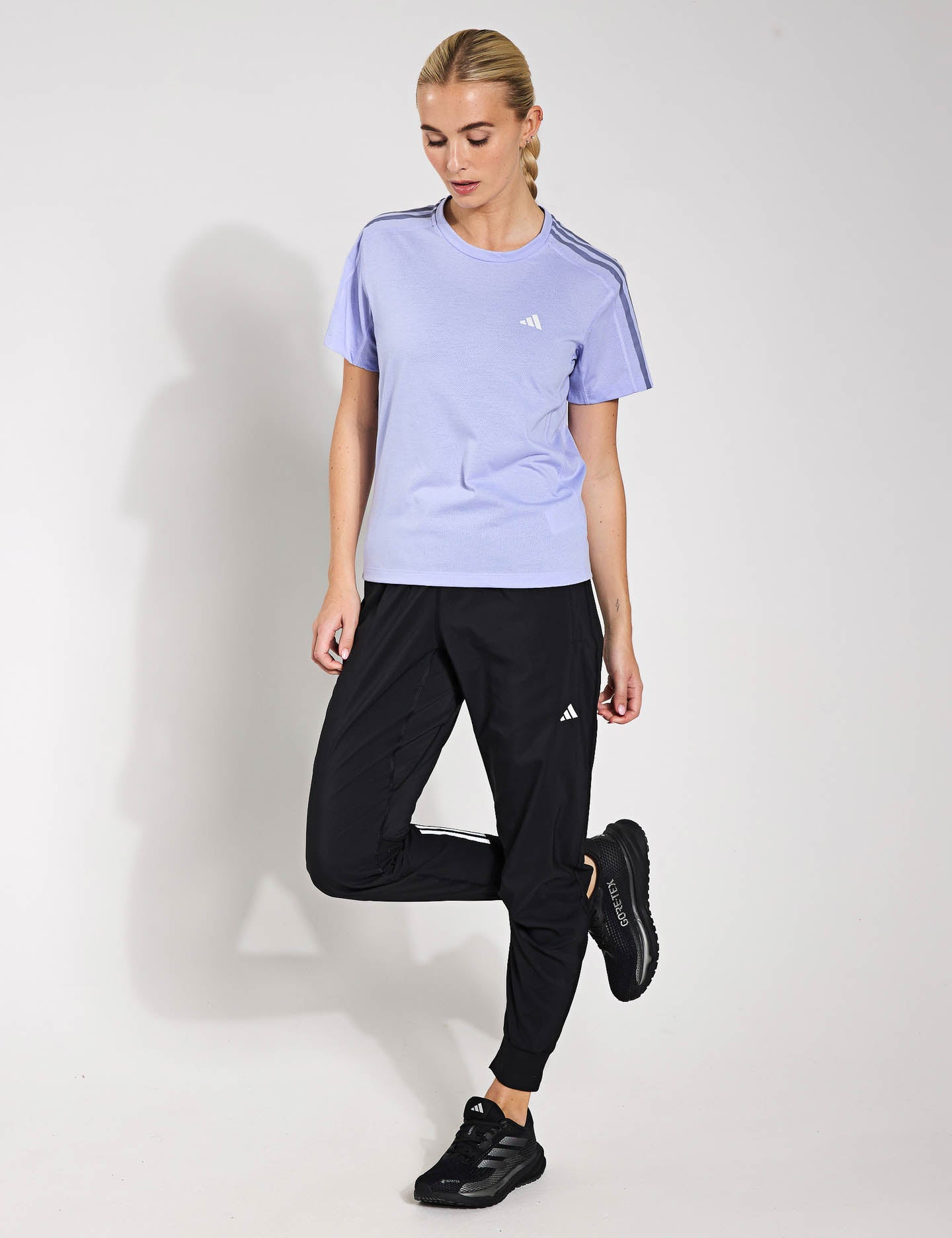 Own the Run 3 Stripes T-Shirt - Violet Tone Athletic Tee for Running, Gym & Casual Wear | Lightweight Breathable Performance Shirt