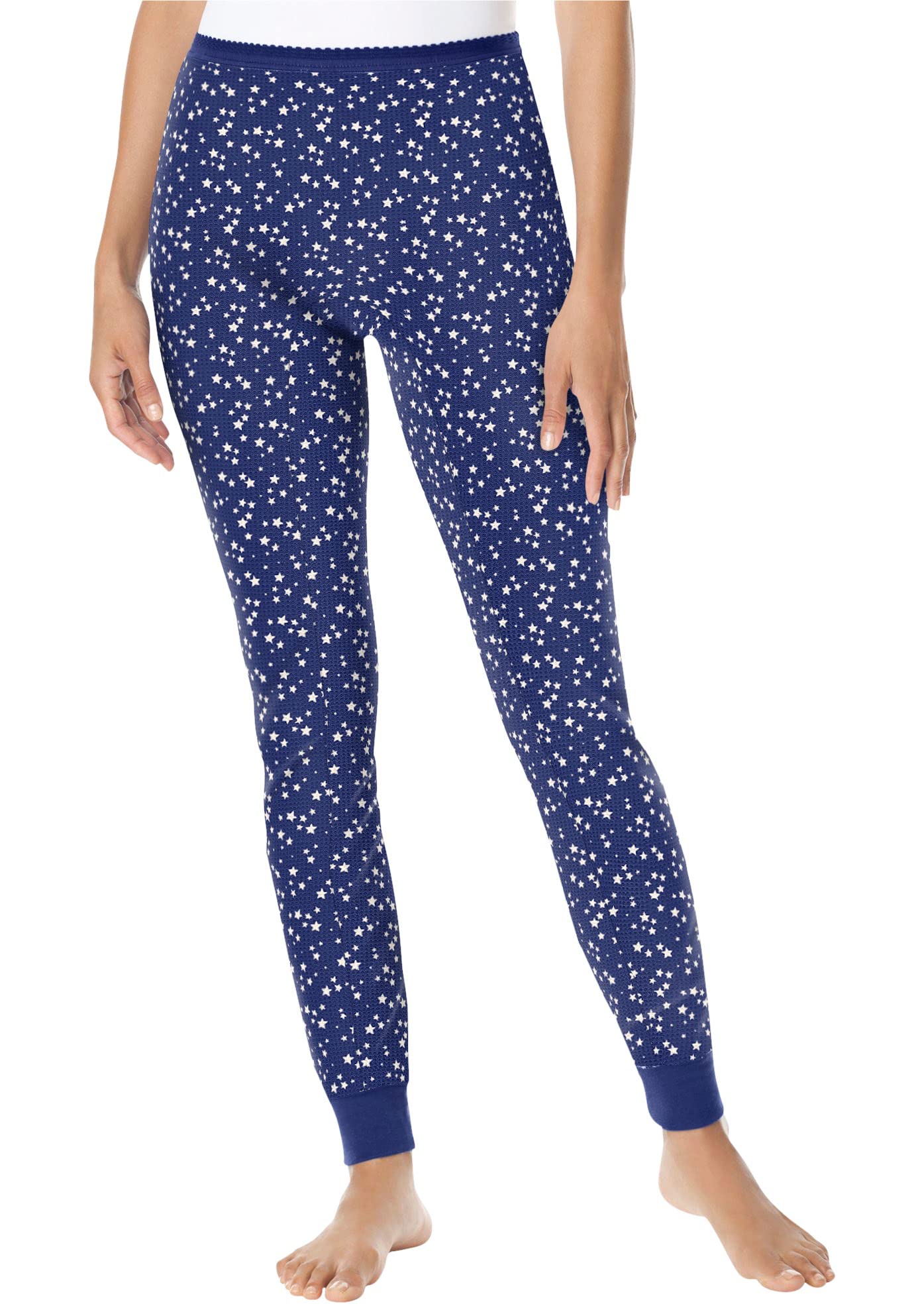 Comfort Choice Women's Plus Size Thermal Waffle Lounge Pants - Soft Fleece-Lined Long Underwear Bottoms for Winter, Sleep & Relaxation at Home