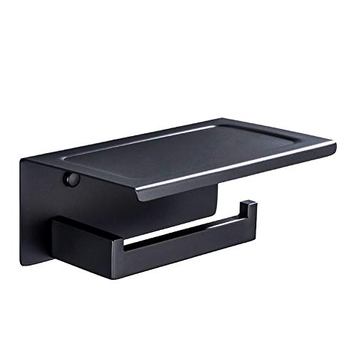 GRETD 304 Stainless Steel Black Toilet Paper Holder - Rustproof Bathroom Roll Holder for Paper Towels - Modern Square Design Bathroom Accessories (Perfect for Home, Office, Hotel & Restroom Use)