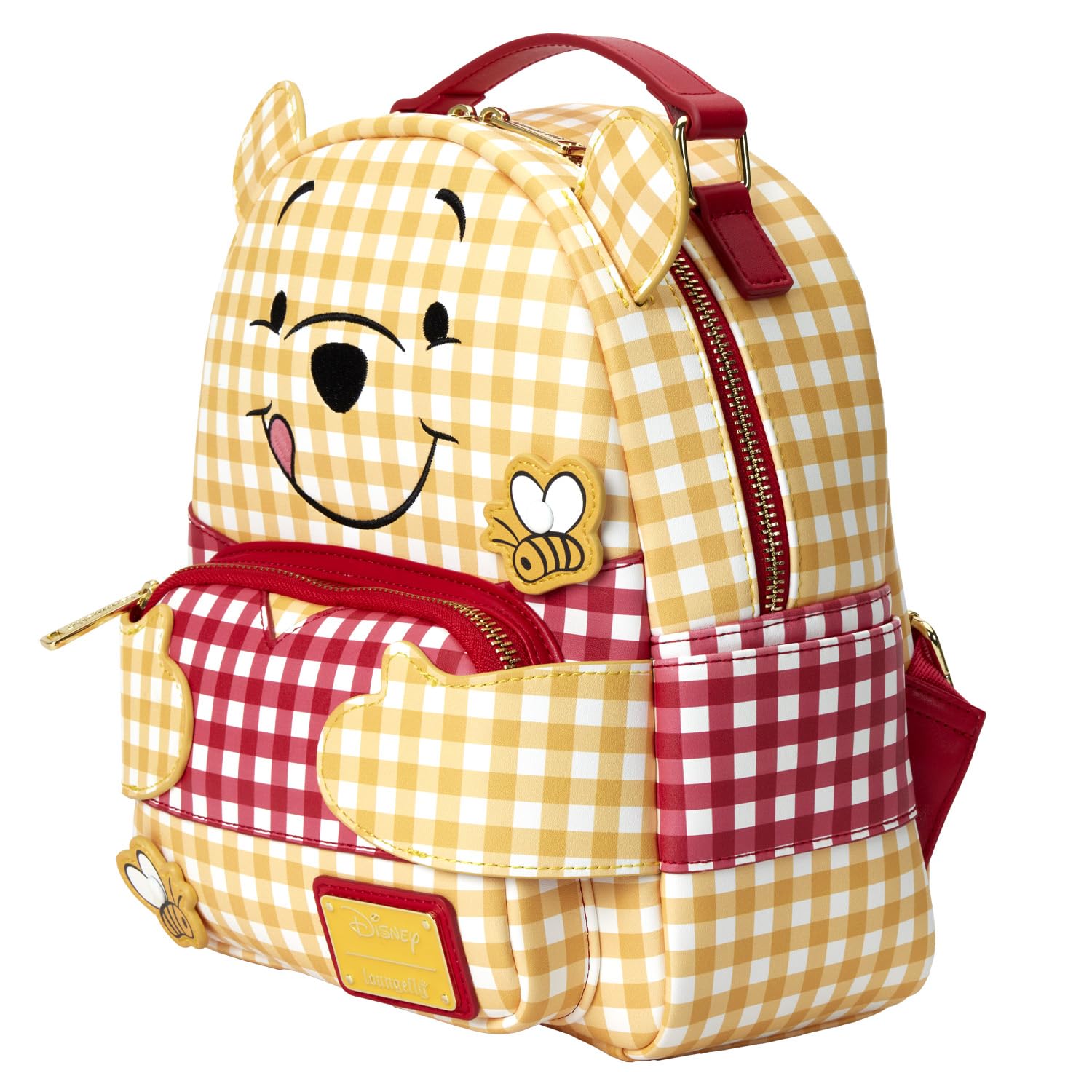 Loungefly Disney Winnie the Pooh Gingham Backpack - Cute Cartoon Character School Bag for Women & Teens - Perfect for Disney Trips, School, and Travel