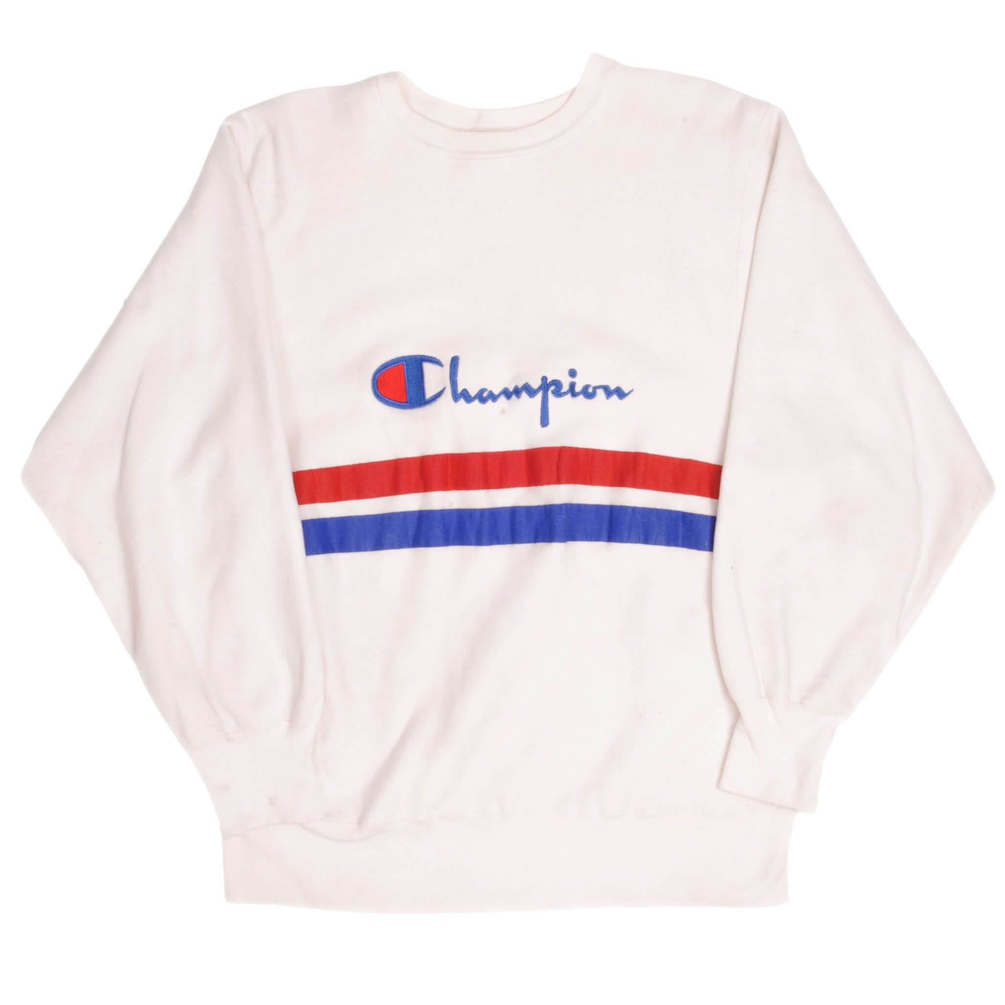 Vintage Champion Reverse Weave Spellout White Sweatshirt 1980s XL Made in USA - Retro Streetwear for Men & Women, Casual Outfit, Gym Wear, and 90s Fashion Style