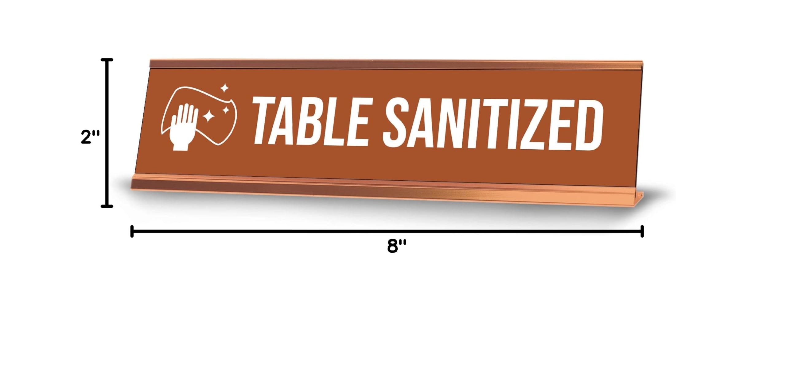 Gold Black Frame Table Sanitized Sign (2x8