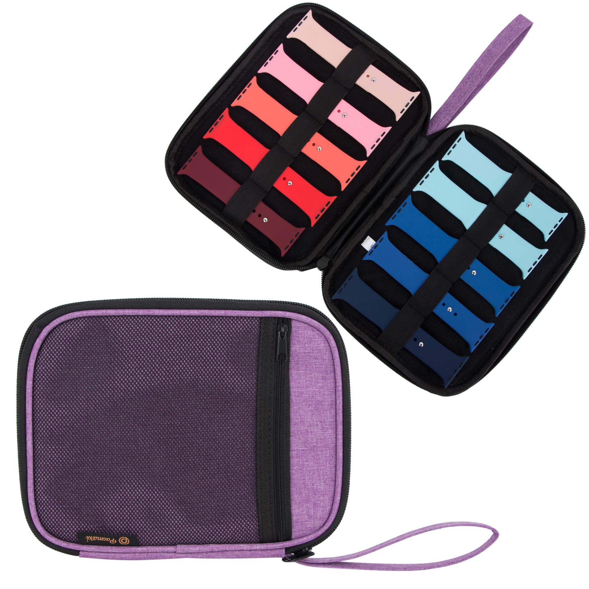 PACMAXI Watch Band Storage Organizer - Holds 10 Watch Straps, Travel-Friendly Watch Band Carrying Case with Zipper Closure, Durable Watch Accessories Organizer (Purple) - Perfect for Travel, Home Storage & Watch Collection Organization